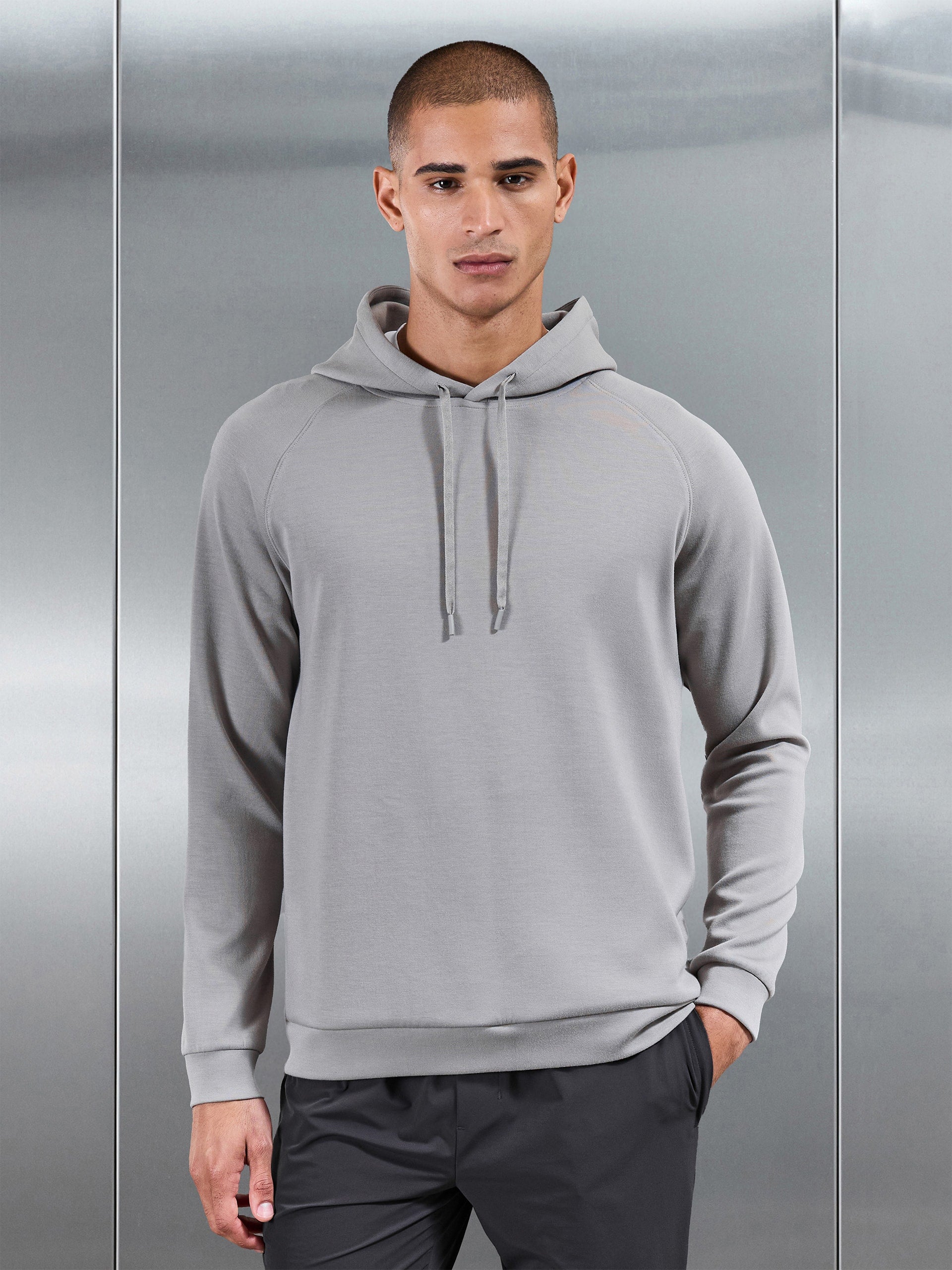 Soft Interlock Active Hoodie in Stone