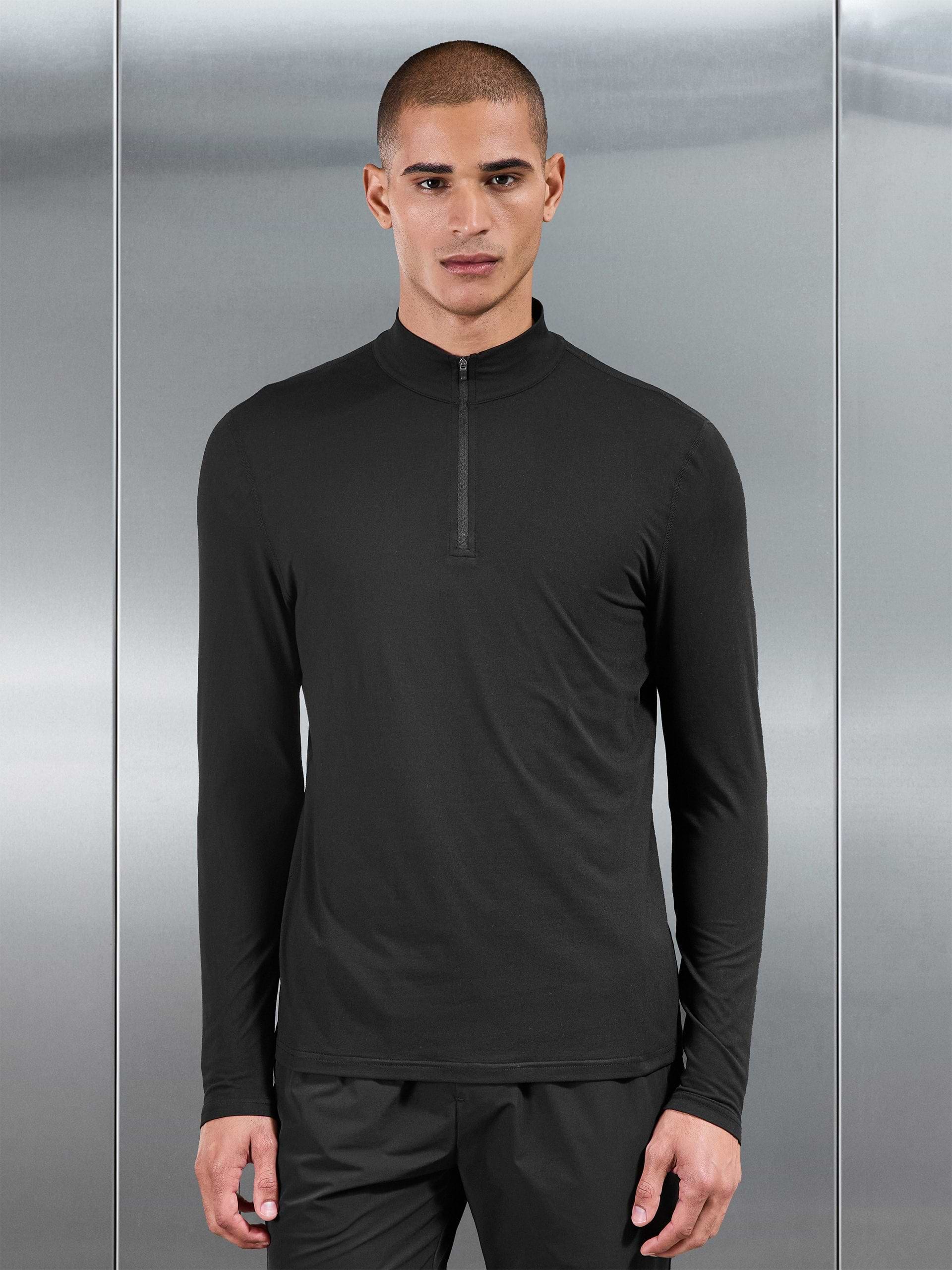 Soft Jersey Active Half Zip in Black