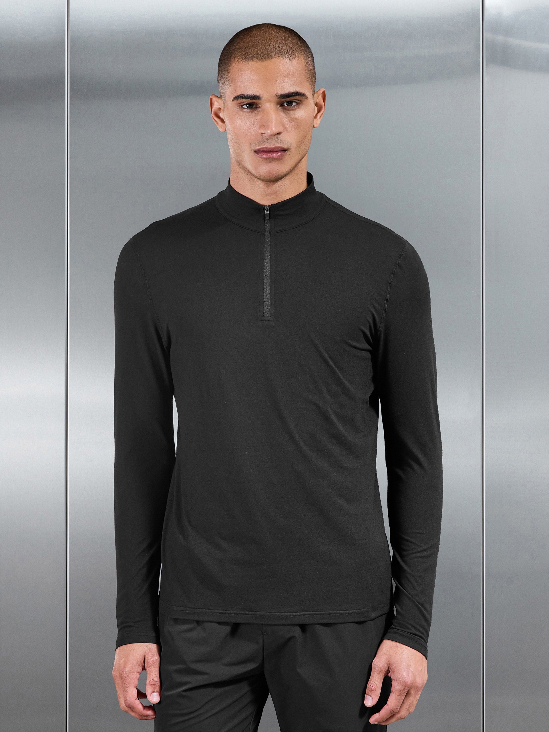 Soft Jersey Active Half Zip in Black