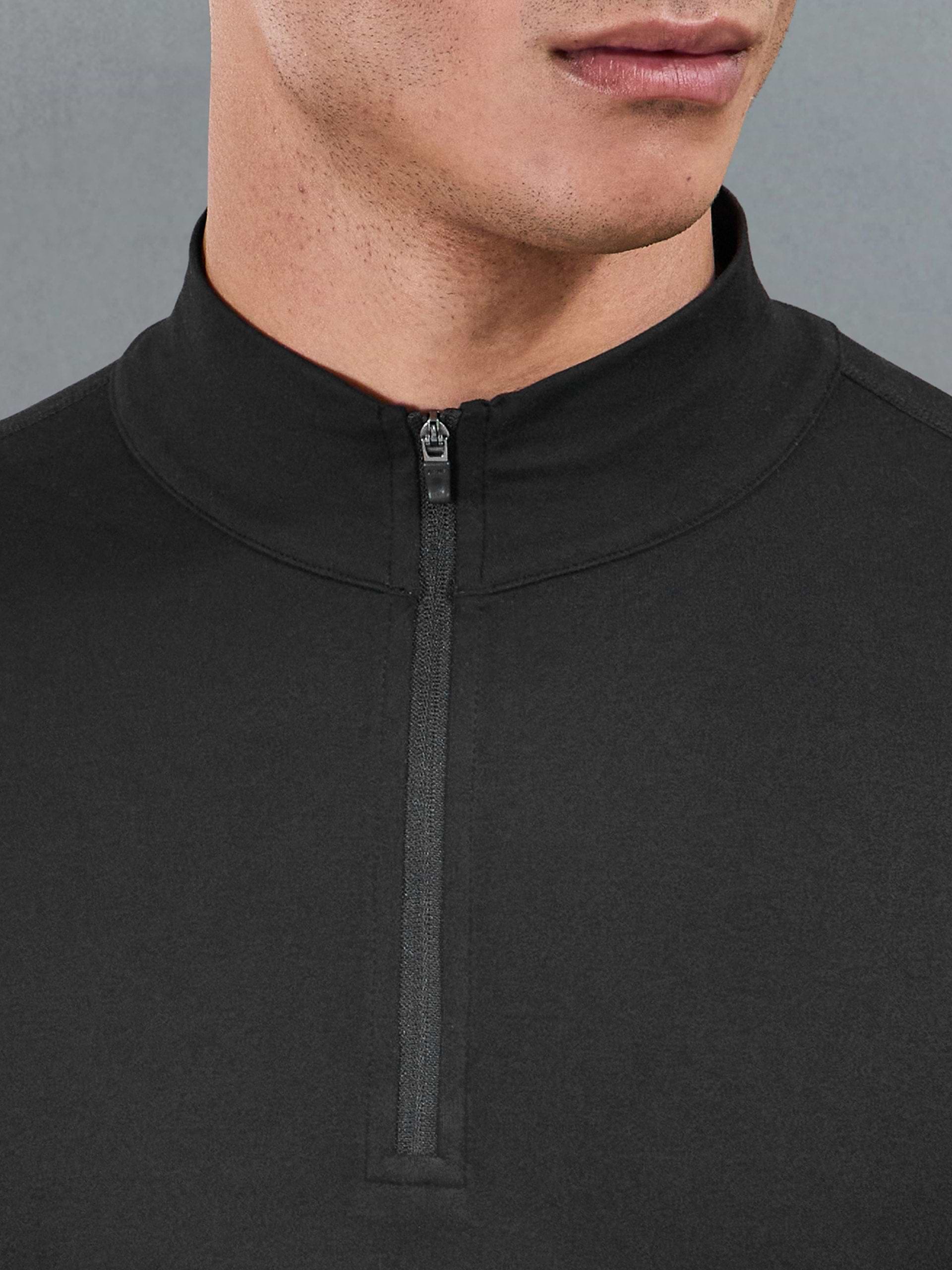 Soft Jersey Active Half Zip in Black