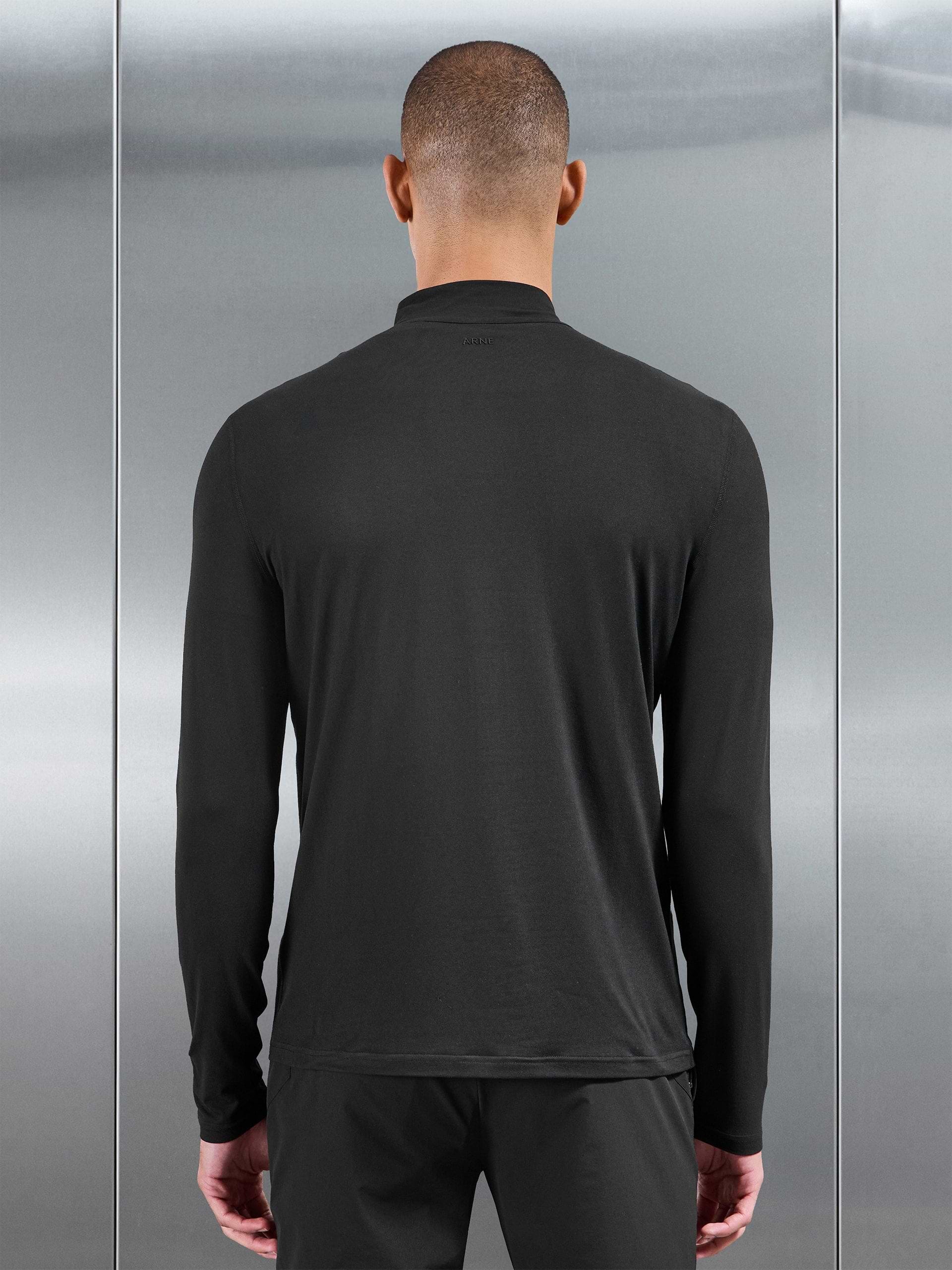 Soft Jersey Active Half Zip in Black