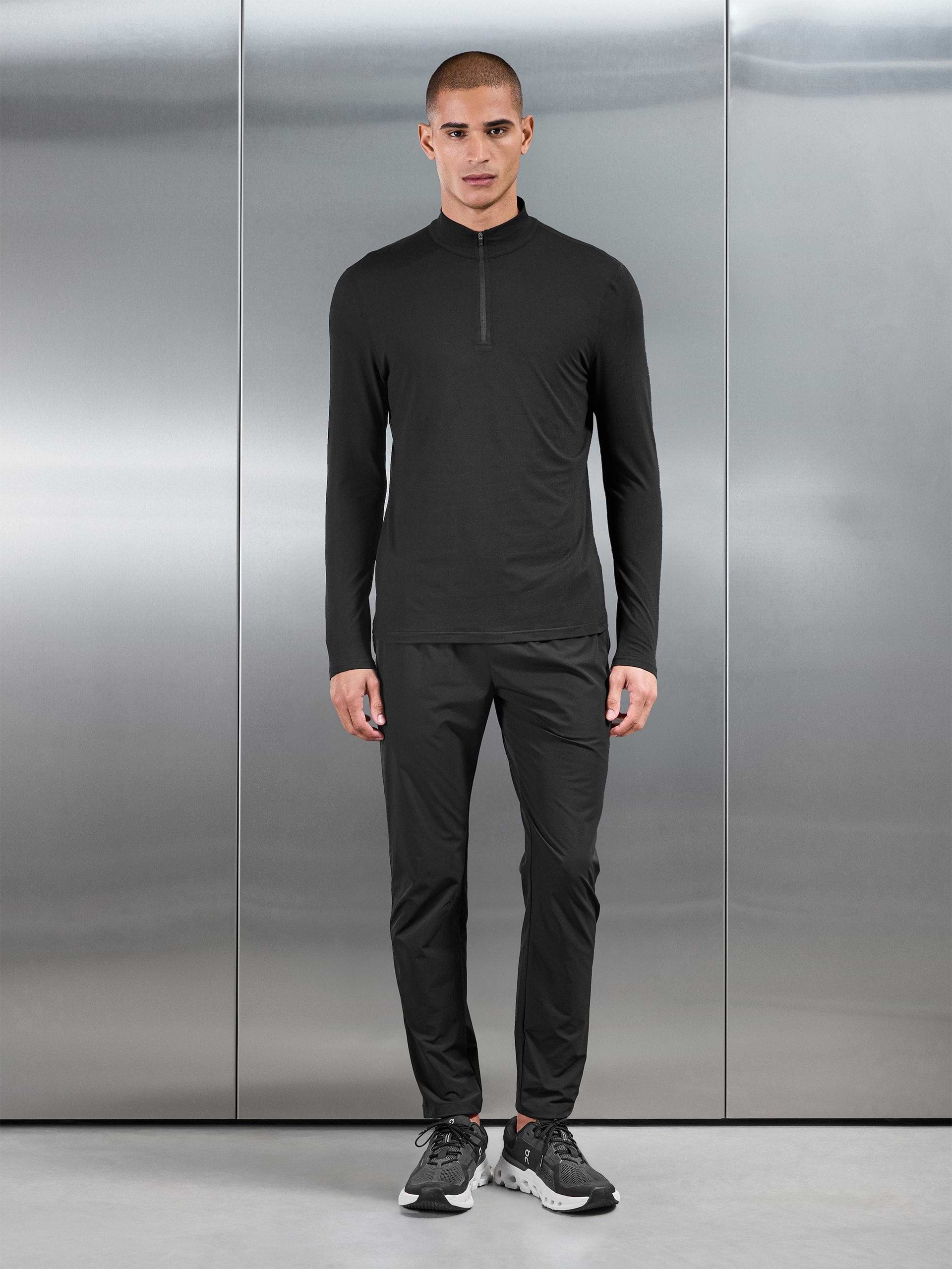 Soft Jersey Active Half Zip in Black