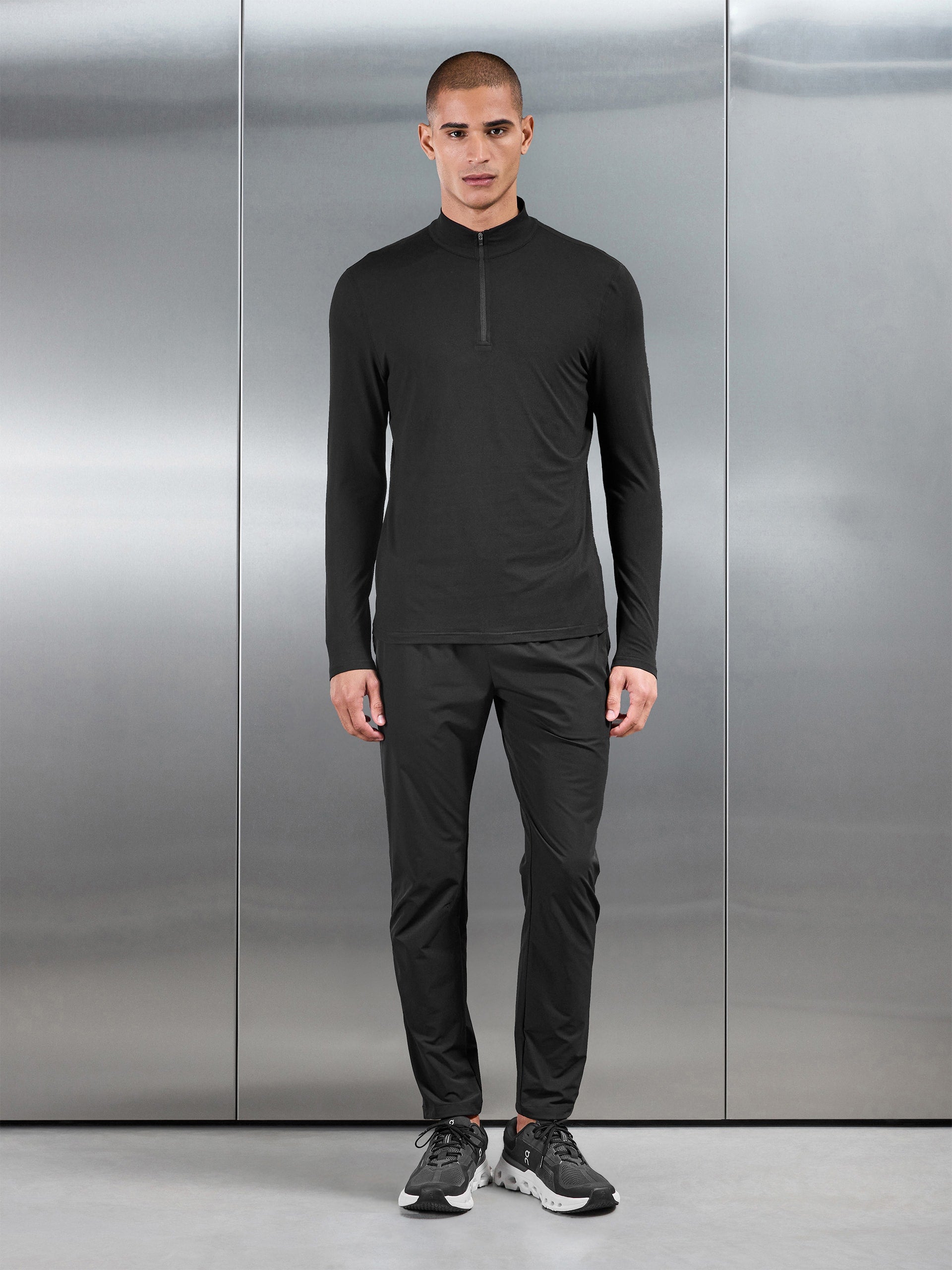 Soft Jersey Active Half Zip in Black
