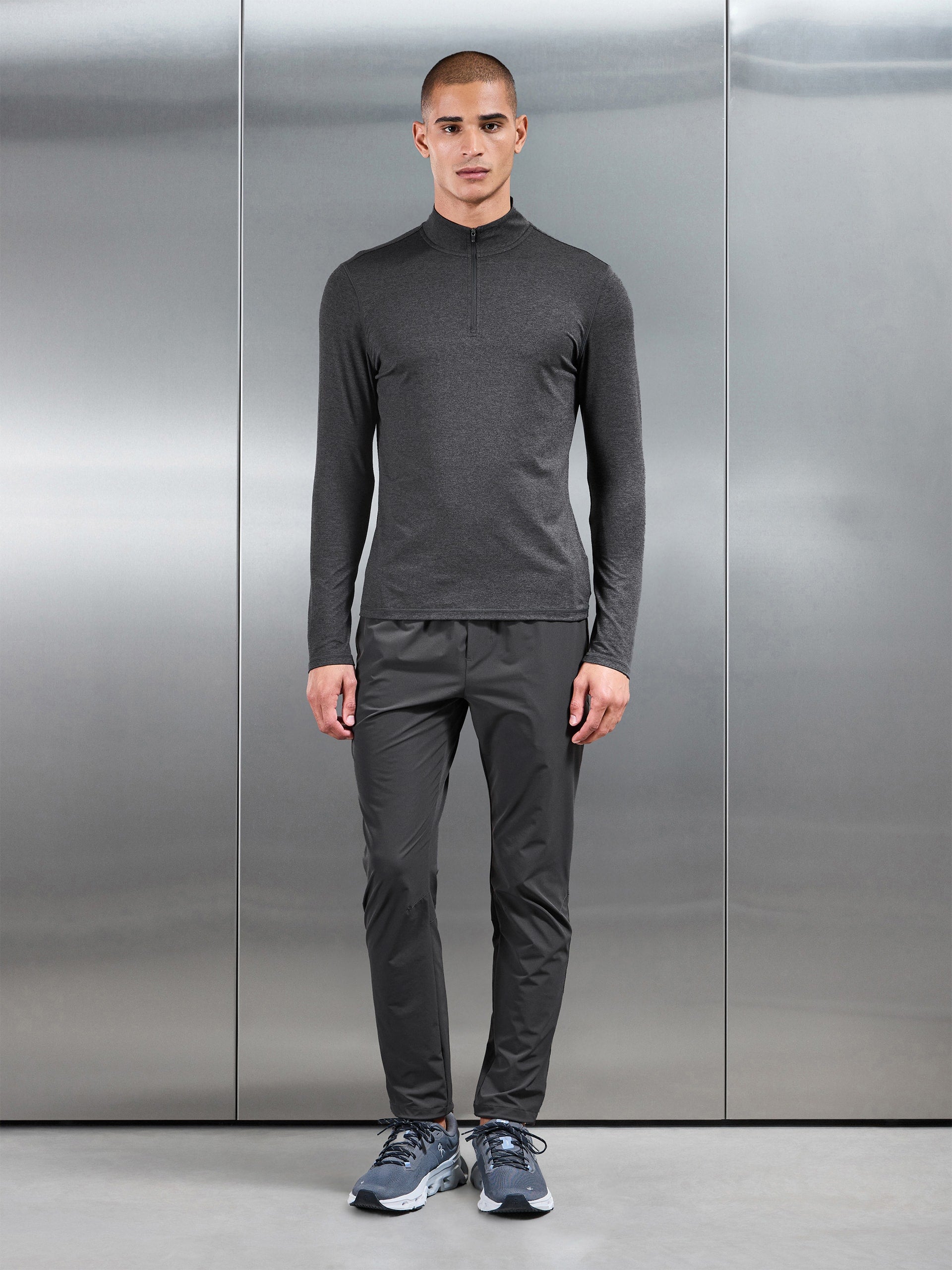 Soft Jersey Motion Half Zip in Charcoal