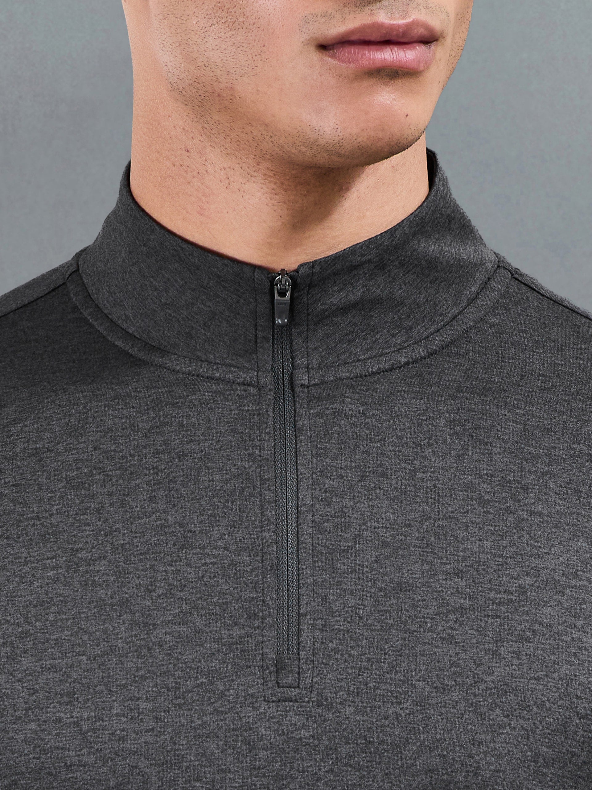 Soft Jersey Motion Half Zip in Charcoal