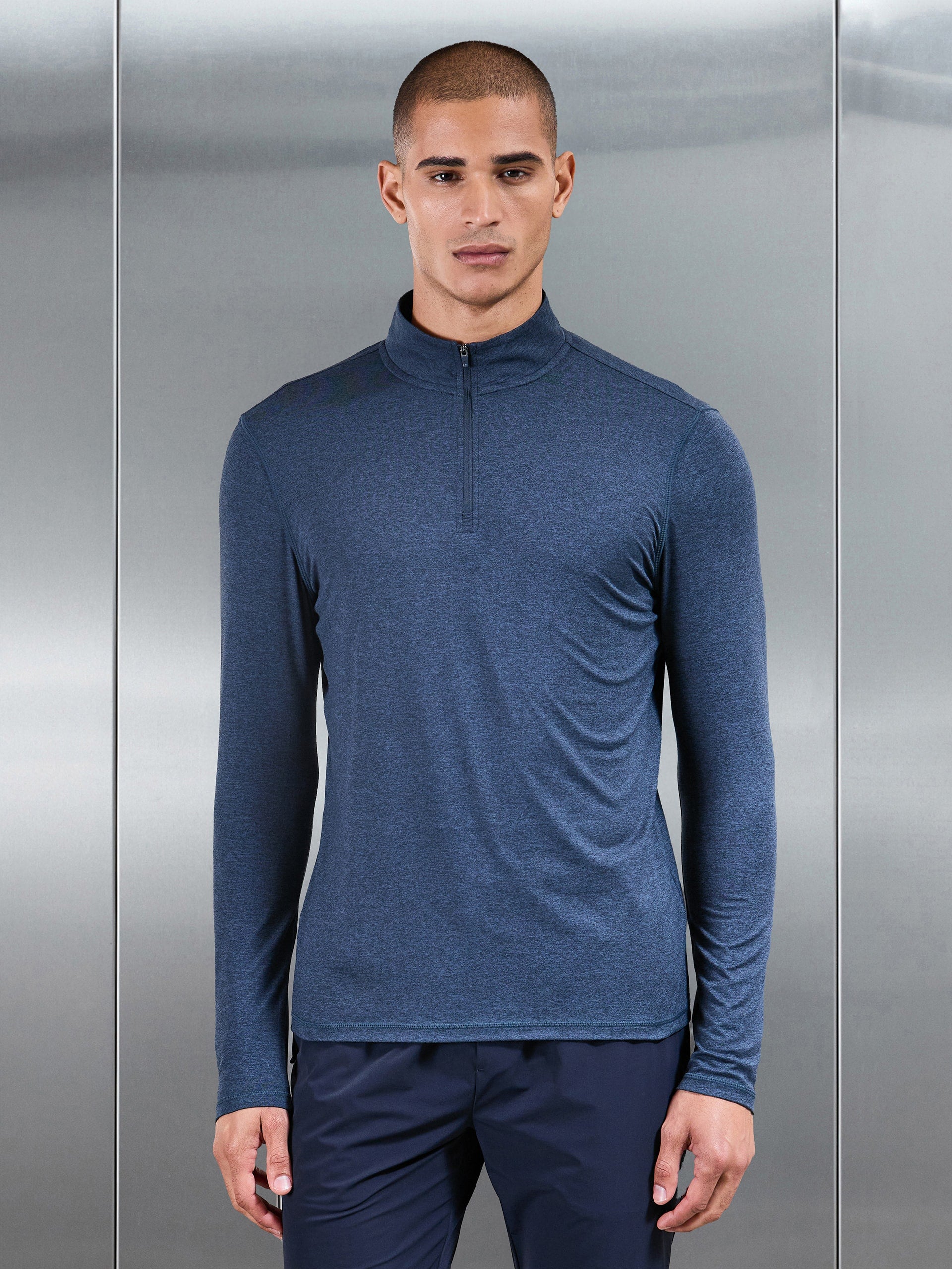 Soft Jersey Motion Half Zip in Navy