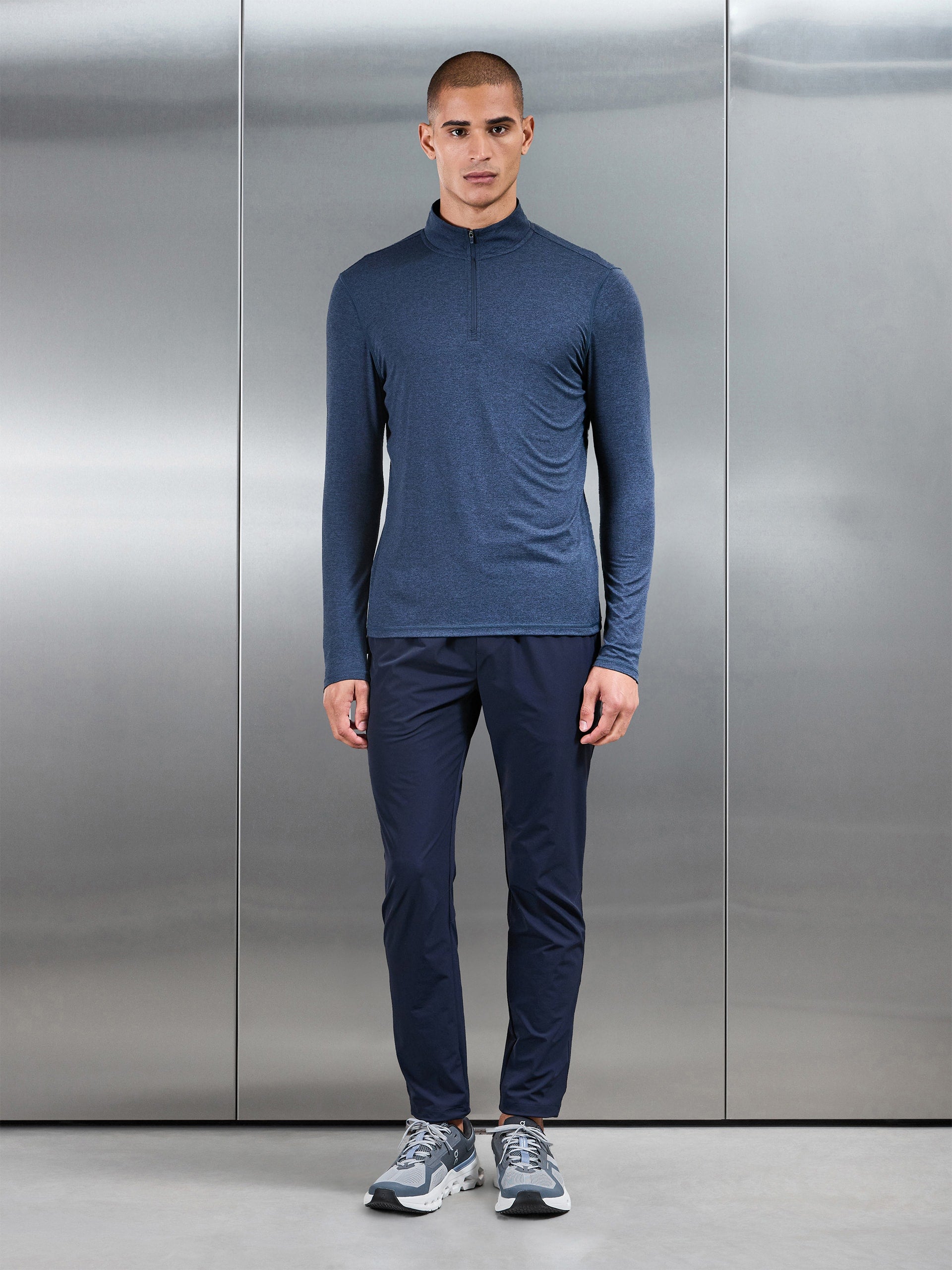 Soft Jersey Motion Half Zip in Navy