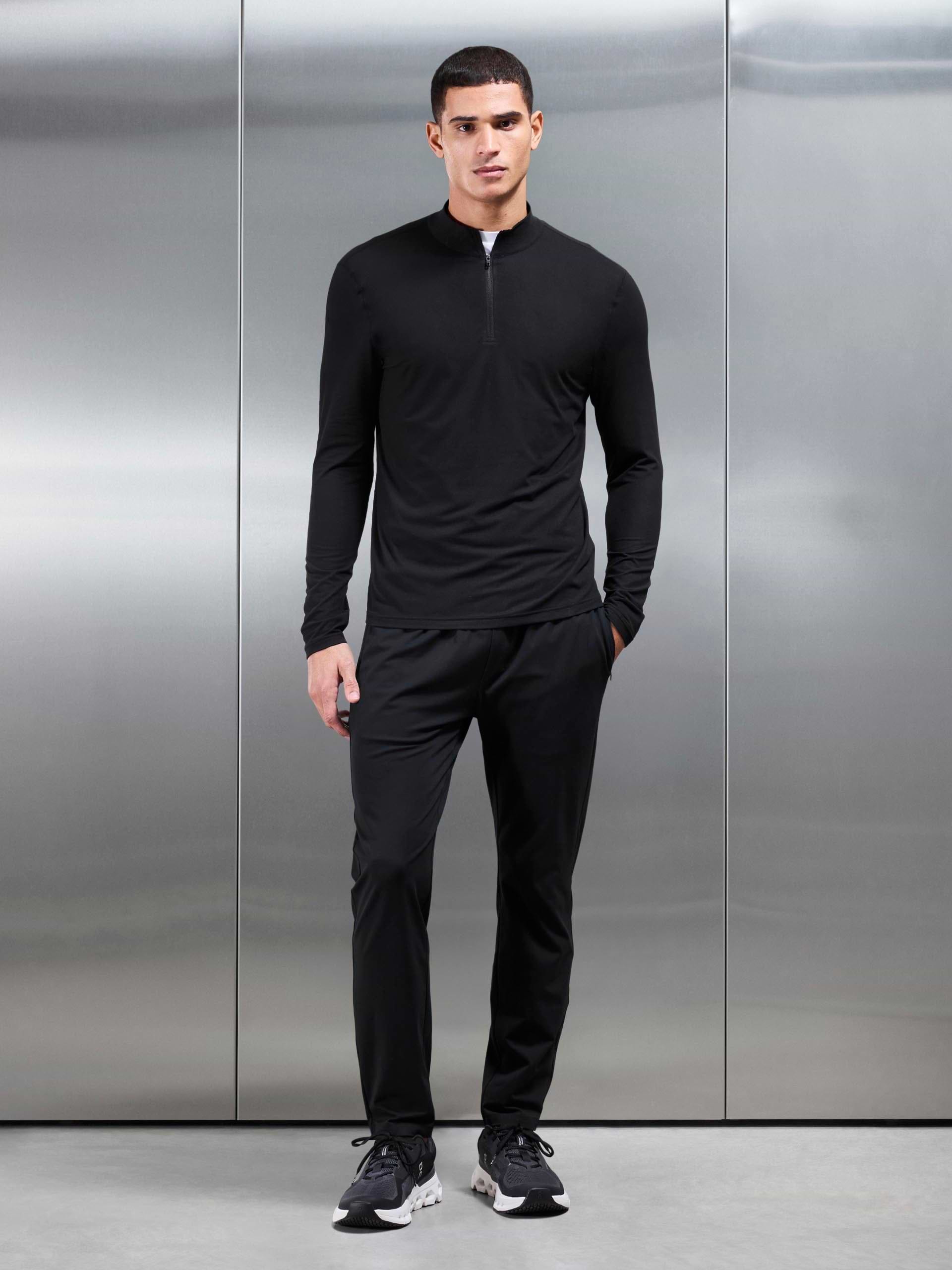 Soft Jersey Active Half Zip in Black