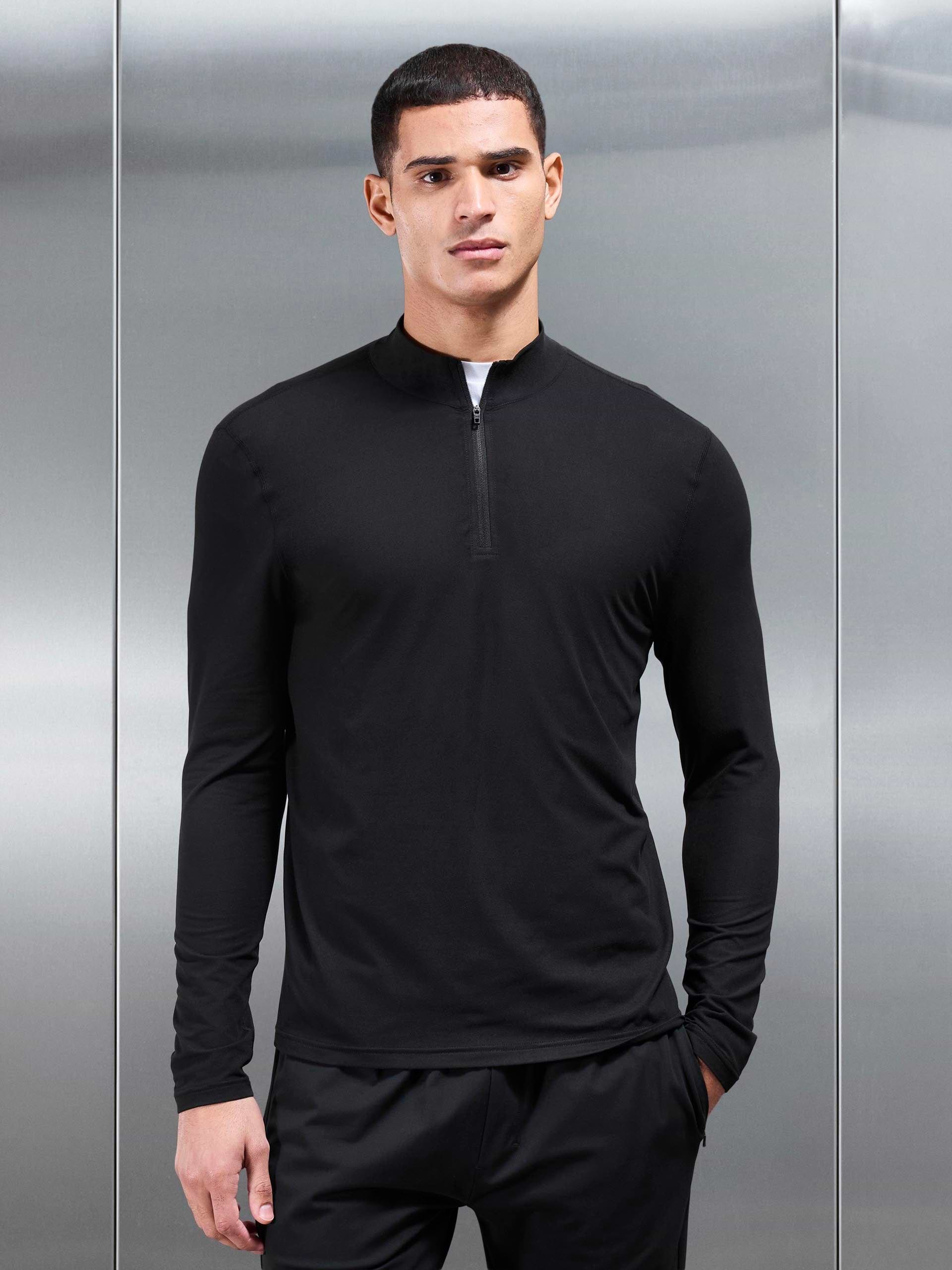 Soft Jersey Active Half Zip in Black