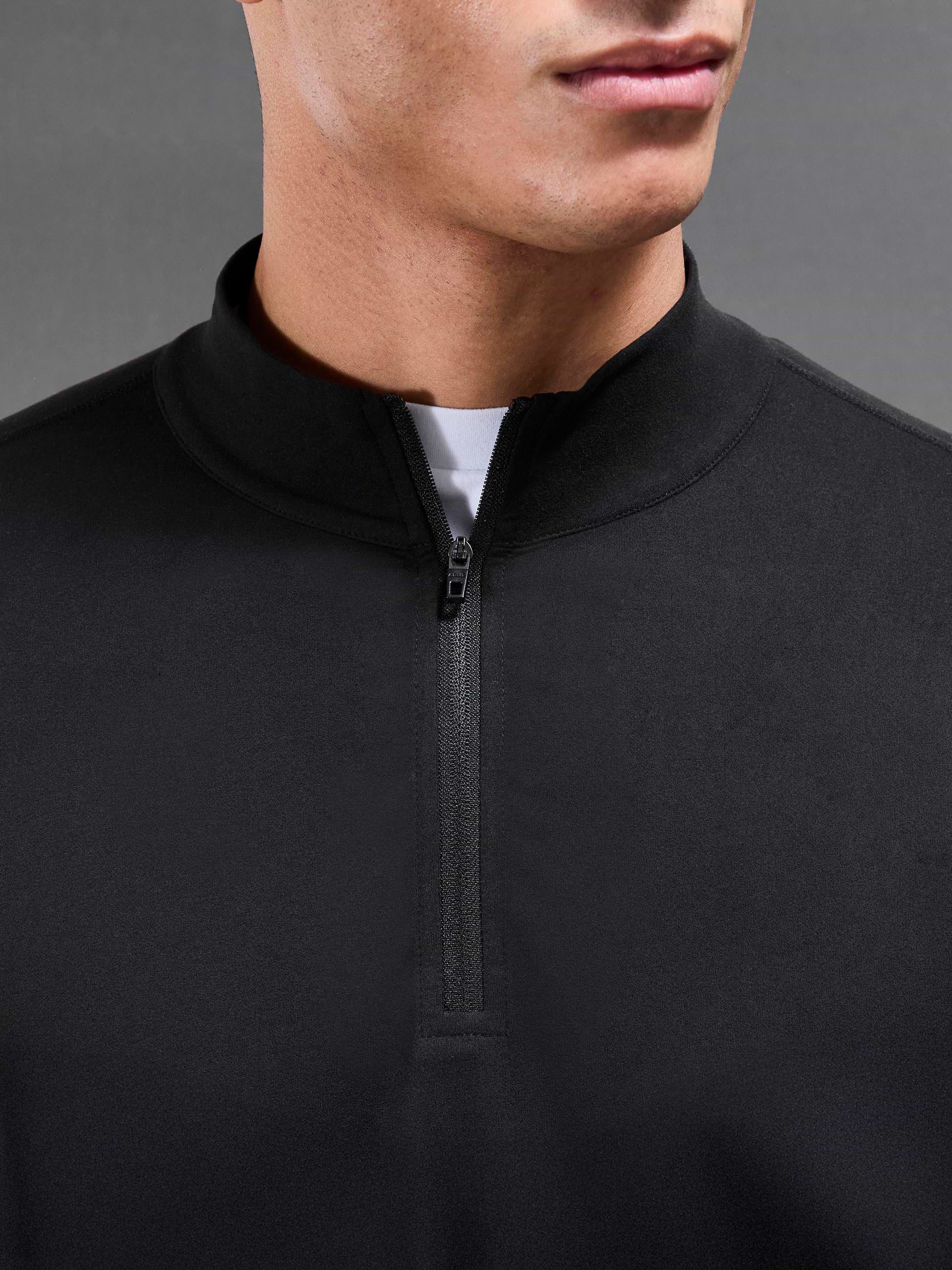Soft Jersey Active Half Zip in Black
