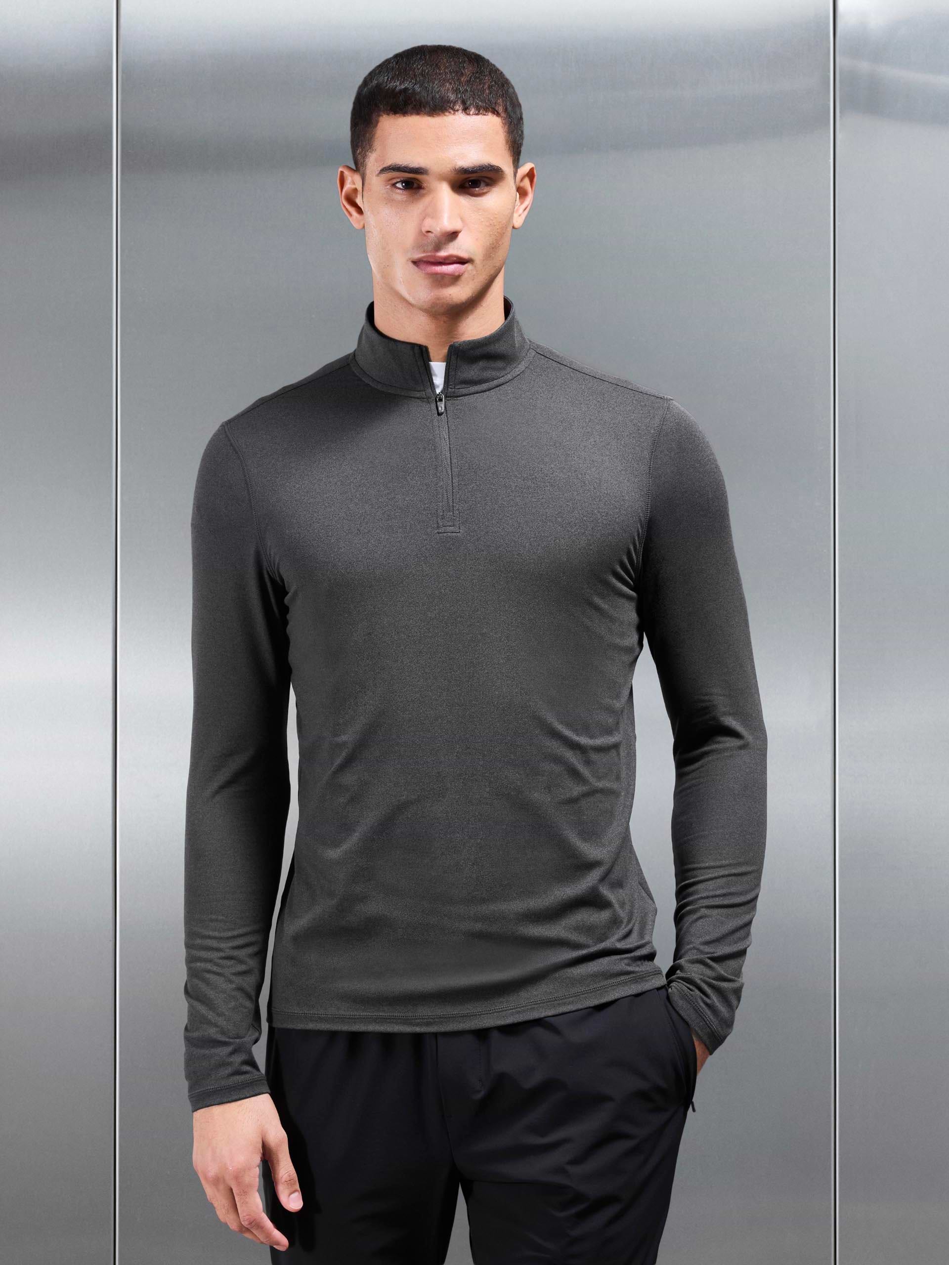 Soft Jersey Motion Half Zip in Charcoal