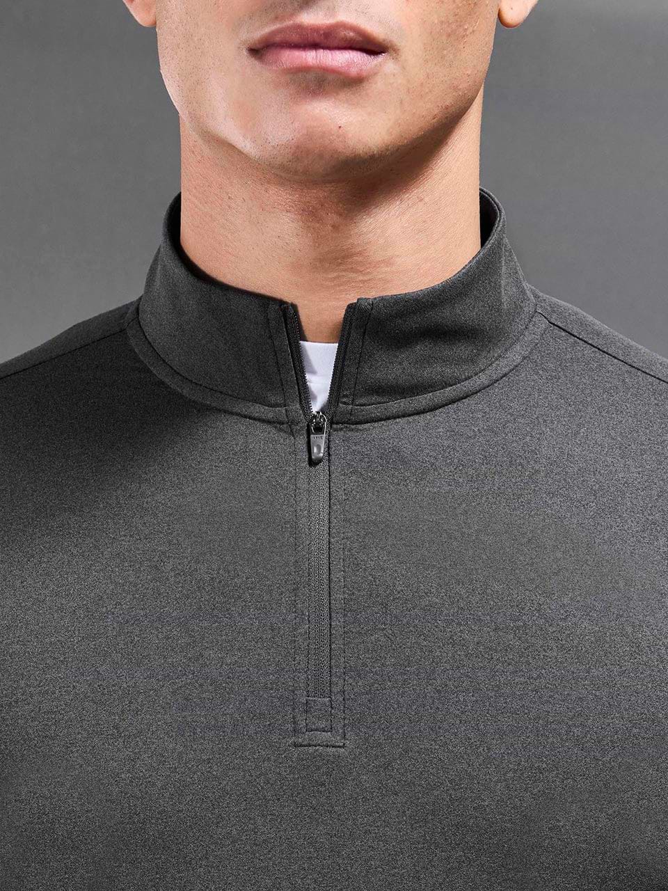 Soft Jersey Motion Half Zip in Charcoal