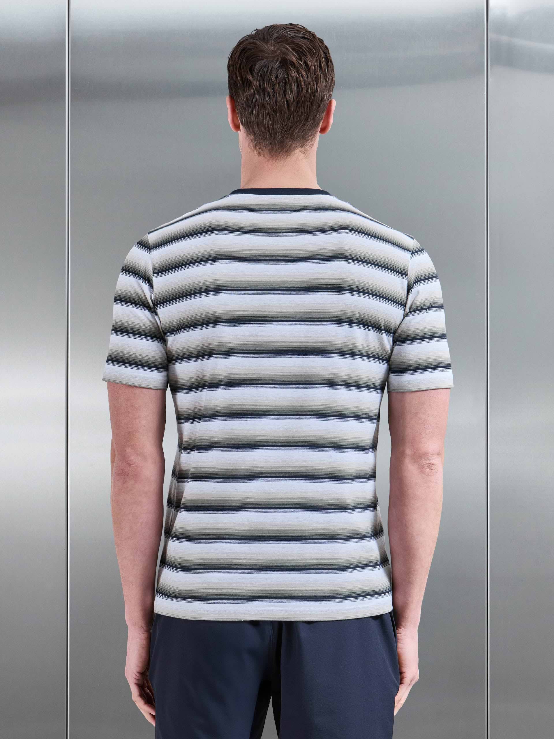 Space Dye Stripe T-Shirt in Navy