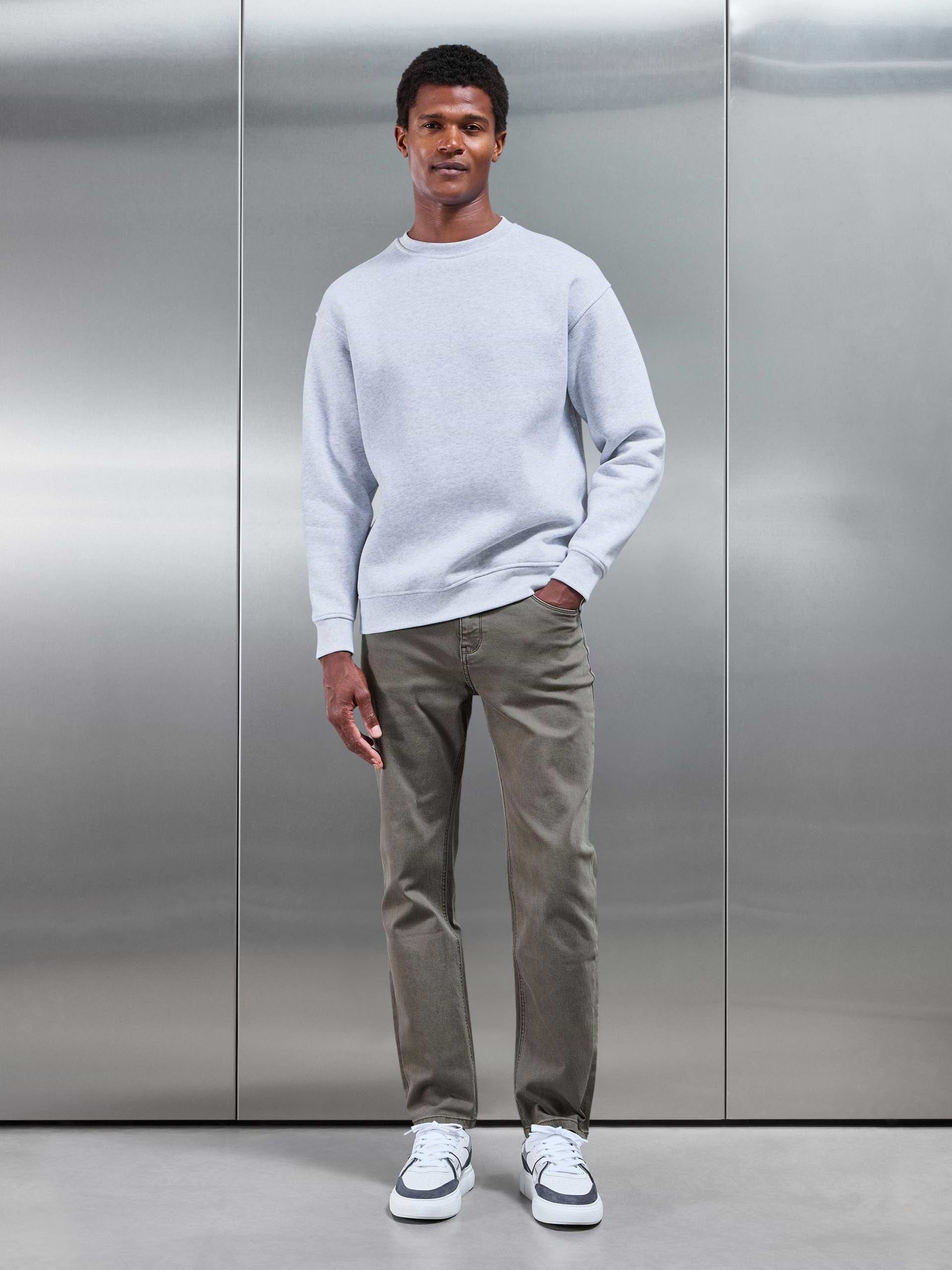 Straight Leg Denim Jeans in Olive