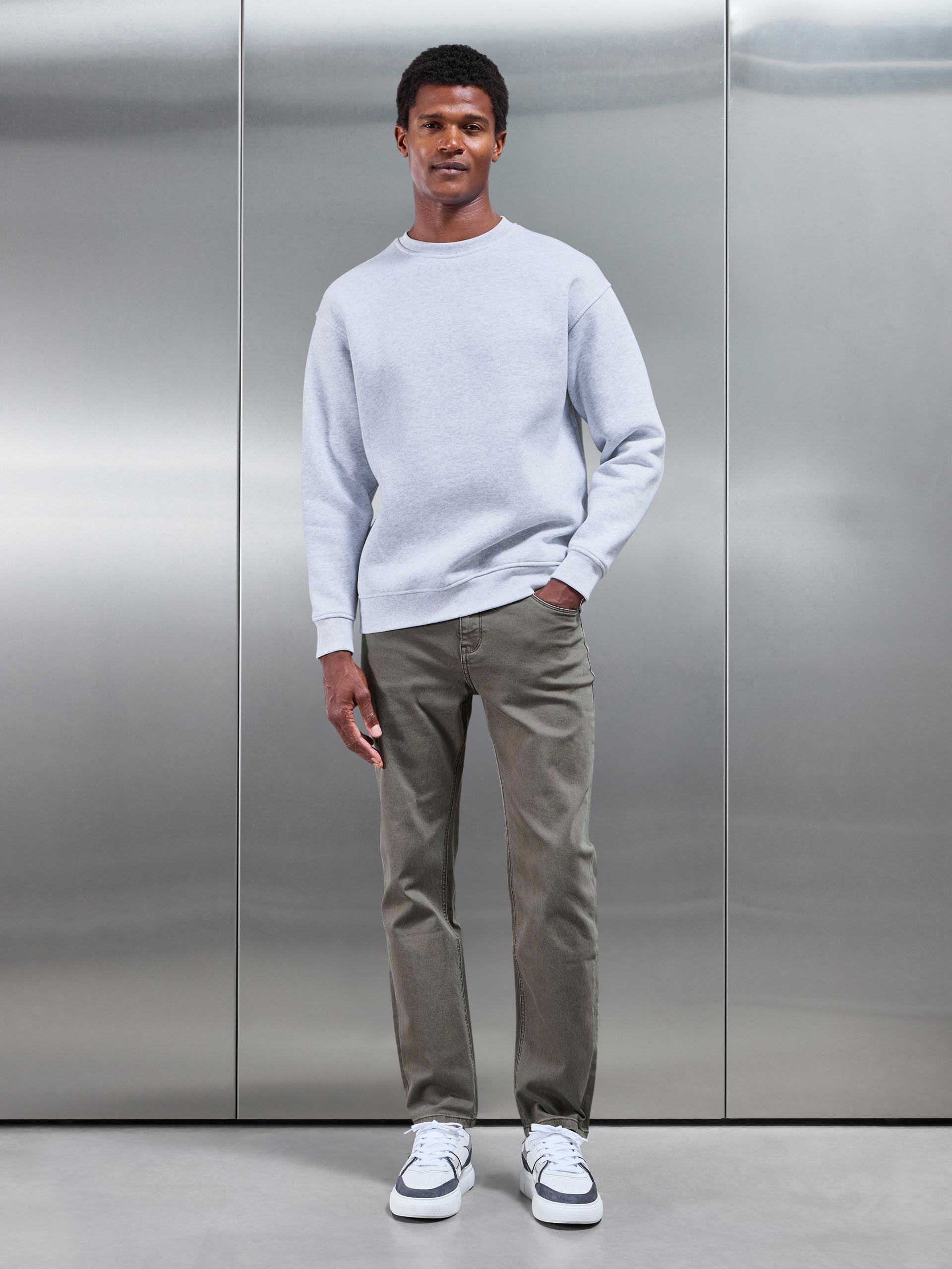 Straight Leg Denim Jeans in Olive