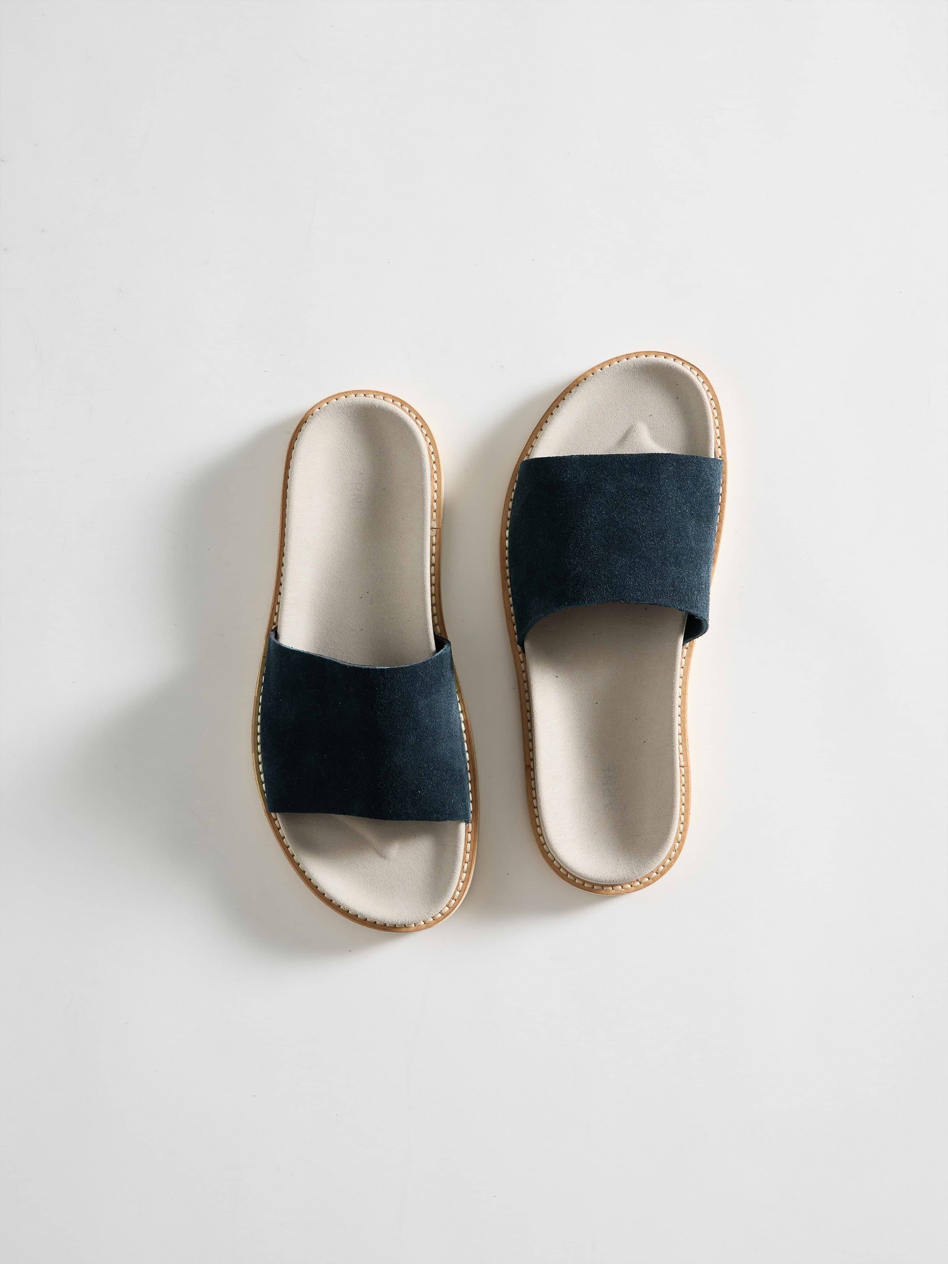 Suede Slides in Navy