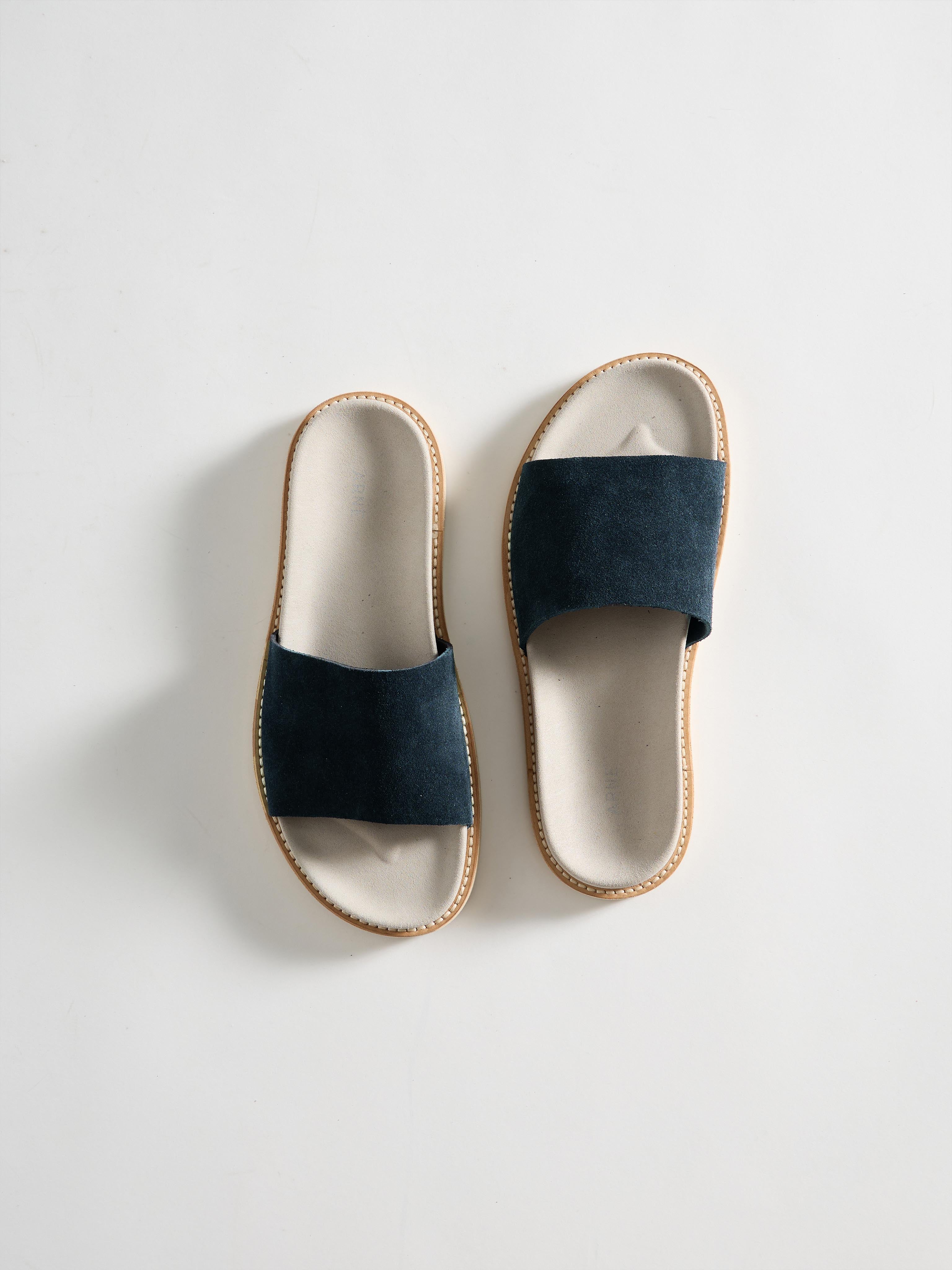 Suede Slides in Navy