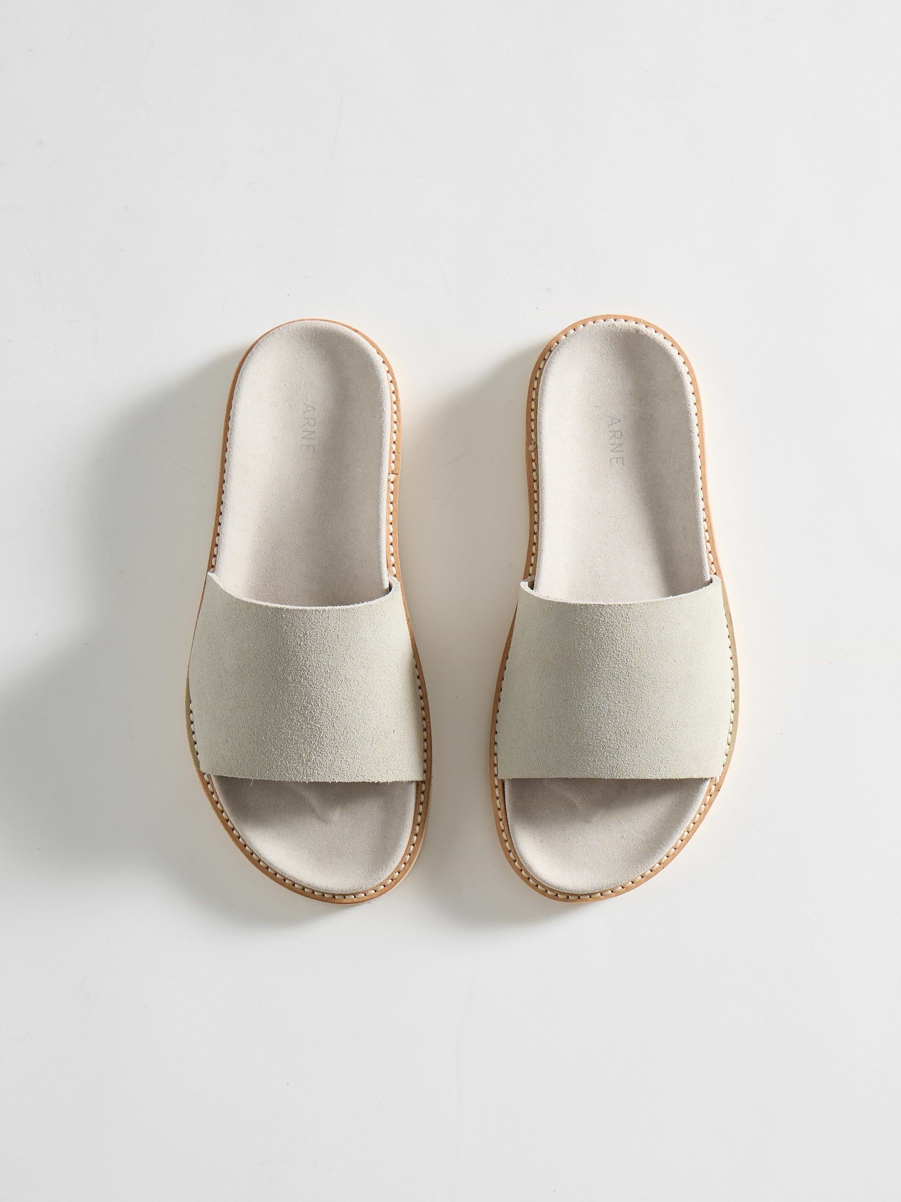 Suede Slides in Stone