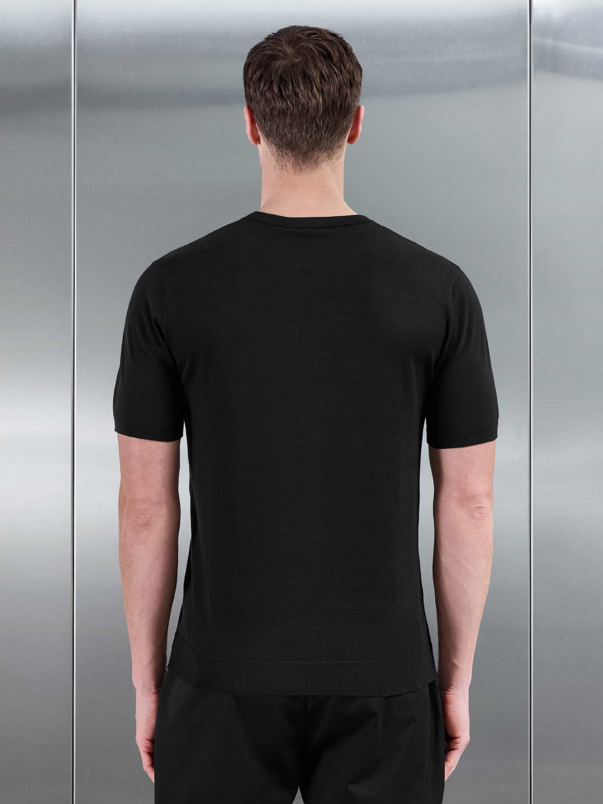 Summer Cotton Knitted T-Shirt in Black