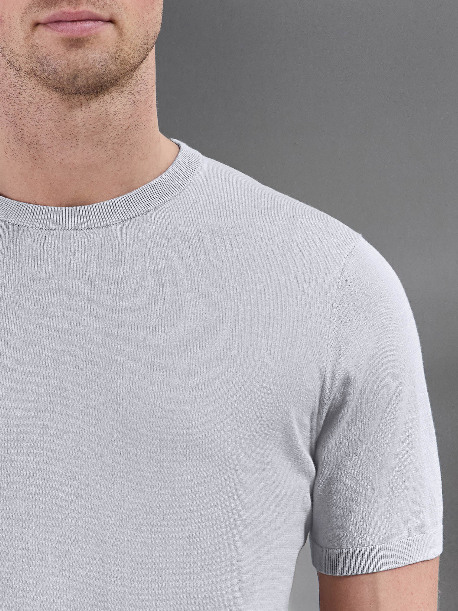 Summer Cotton Knitted T-Shirt in Stone