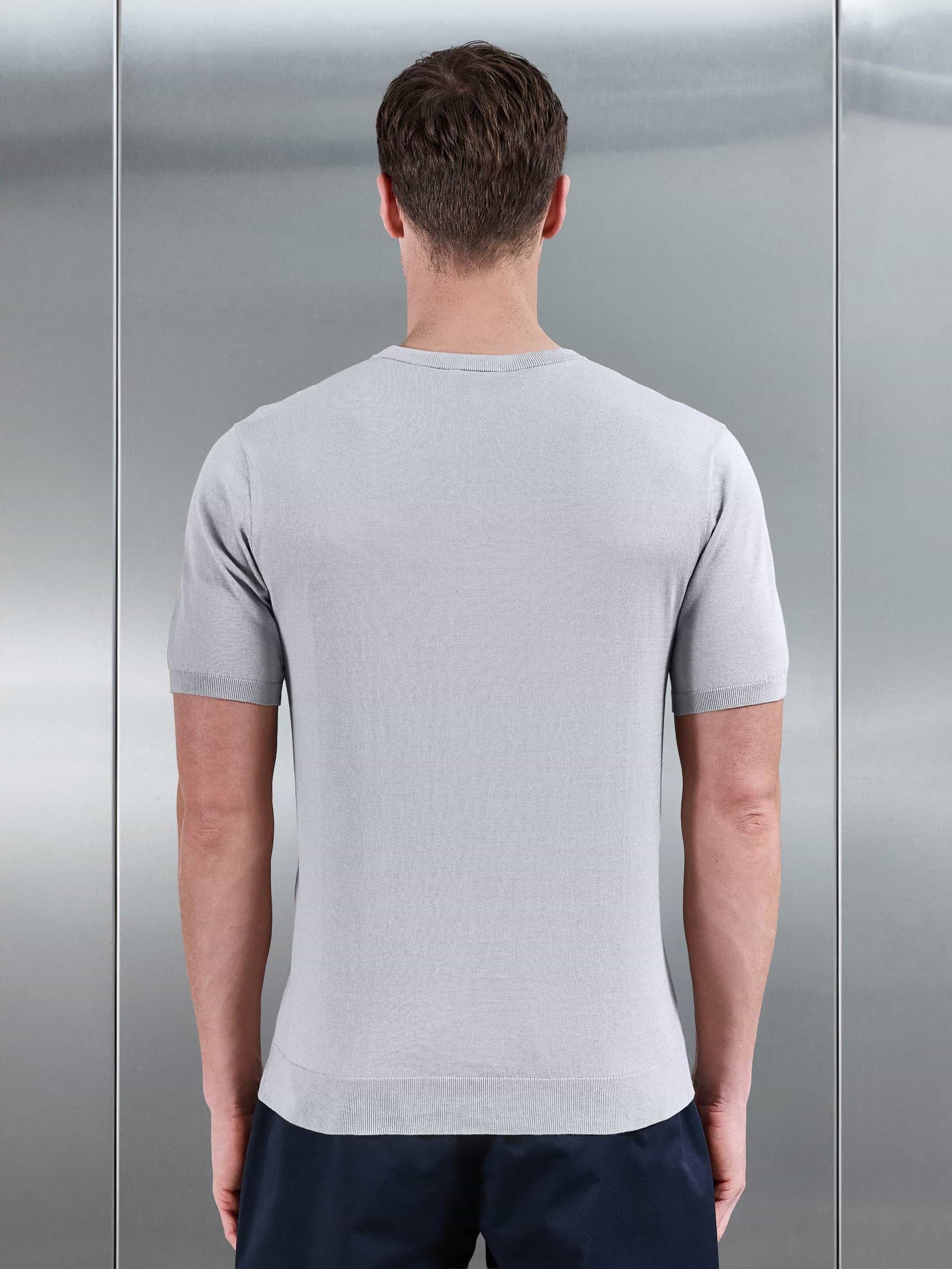 Summer Cotton Knitted T-Shirt in Stone