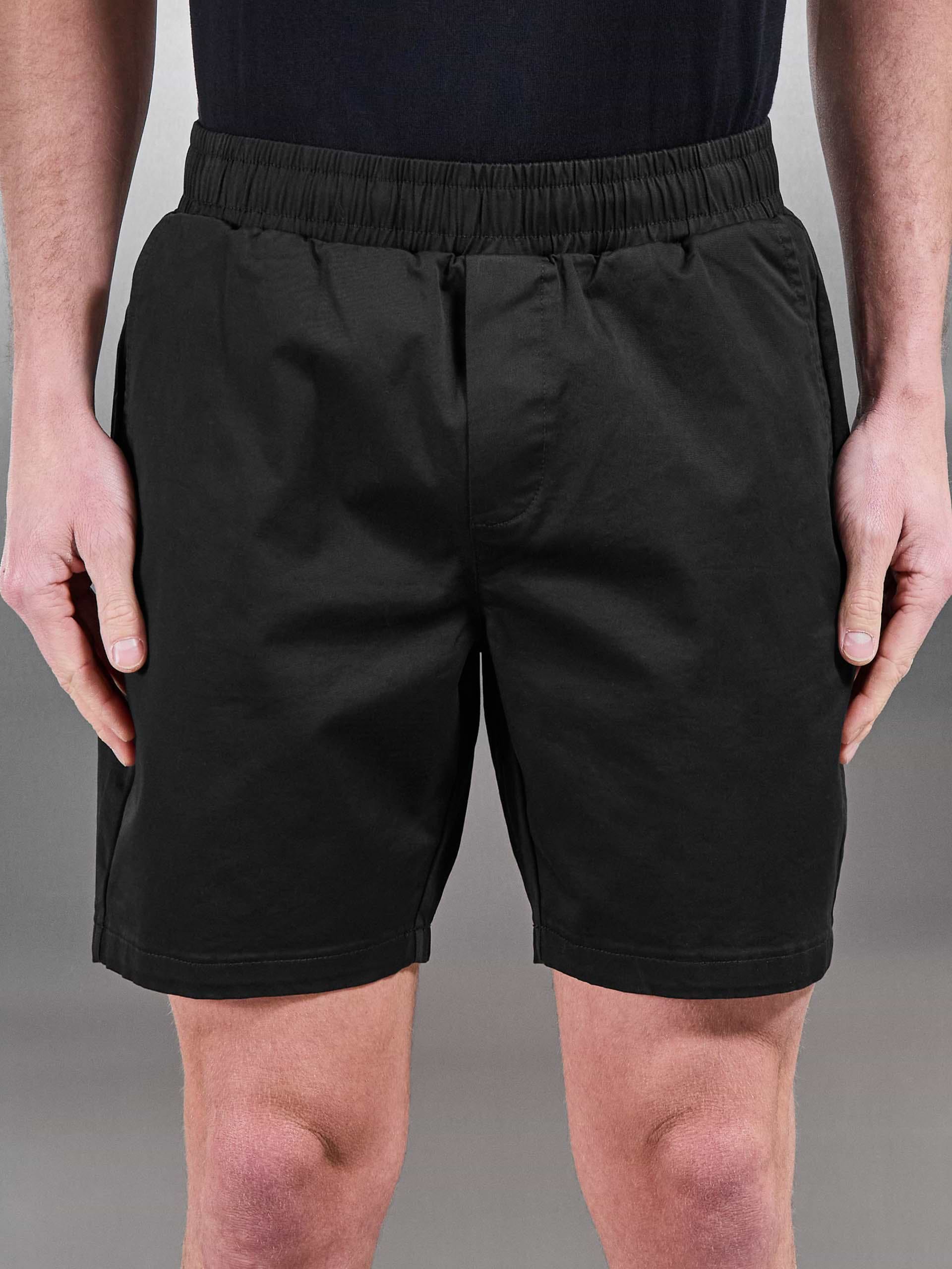 Tailored Chino Drawstring Short in Black
