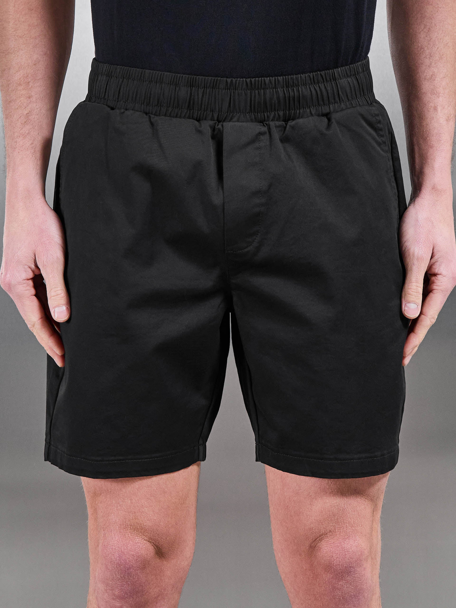 Tailored Chino Drawstring Short in Black