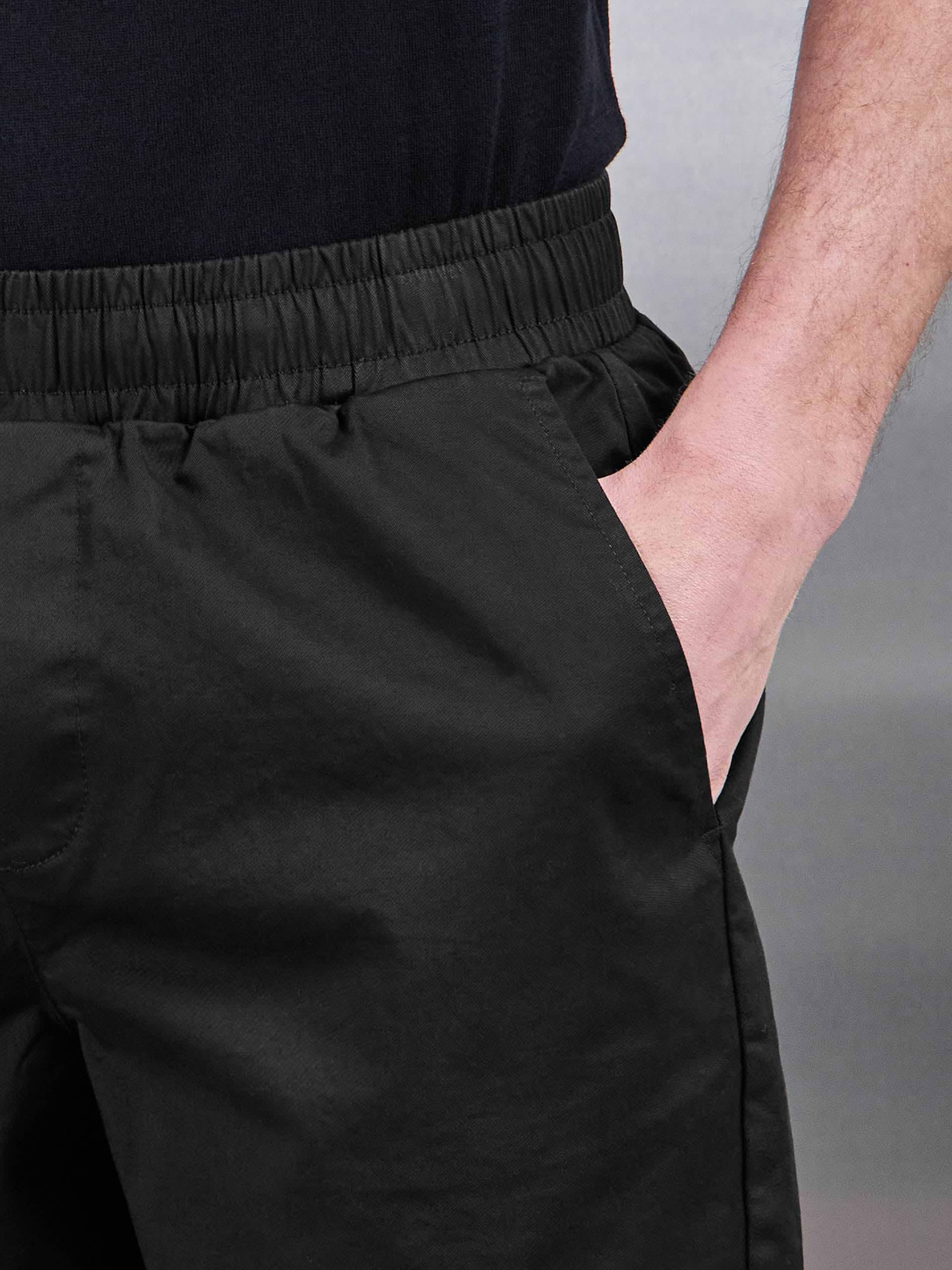 Tailored Chino Drawstring Short in Black