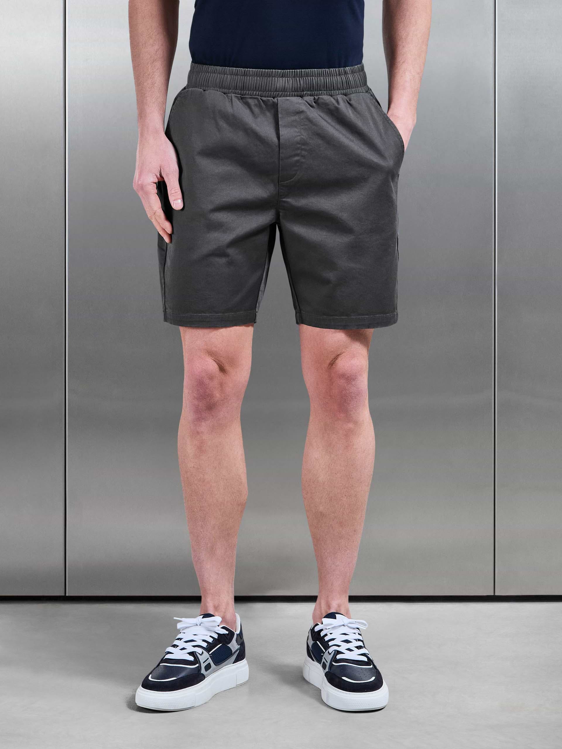Tailored Chino Drawstring Short in Grey