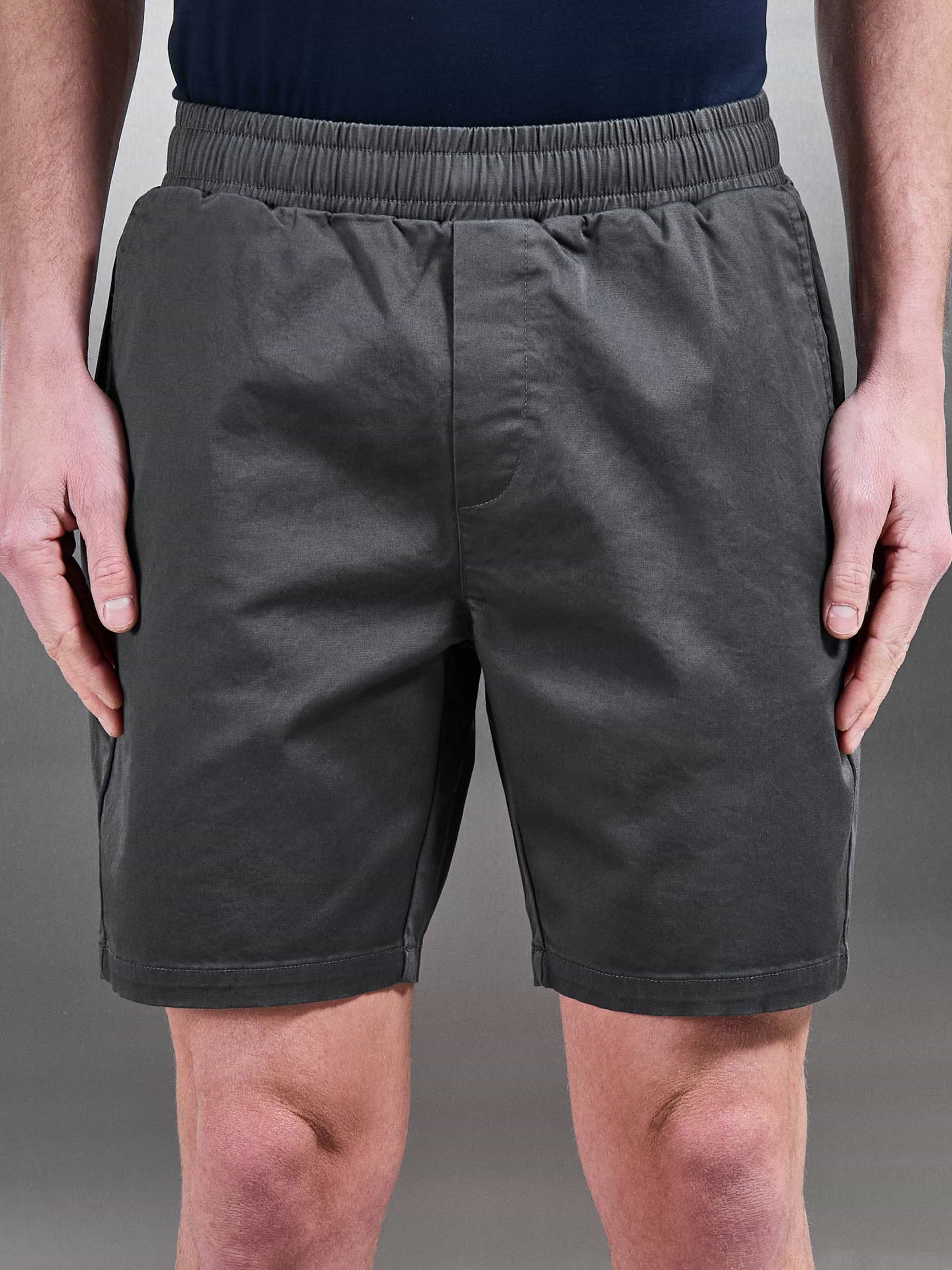 Tailored Chino Drawstring Short in Grey