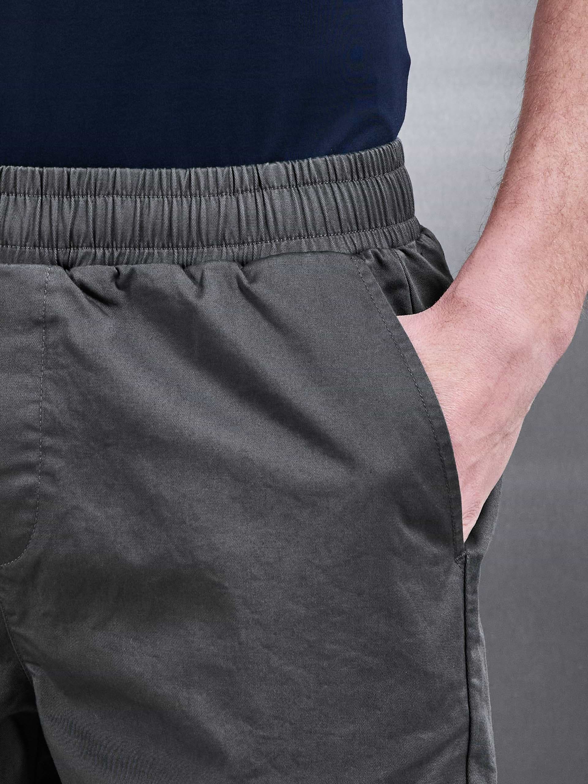 Tailored Chino Drawstring Short in Grey