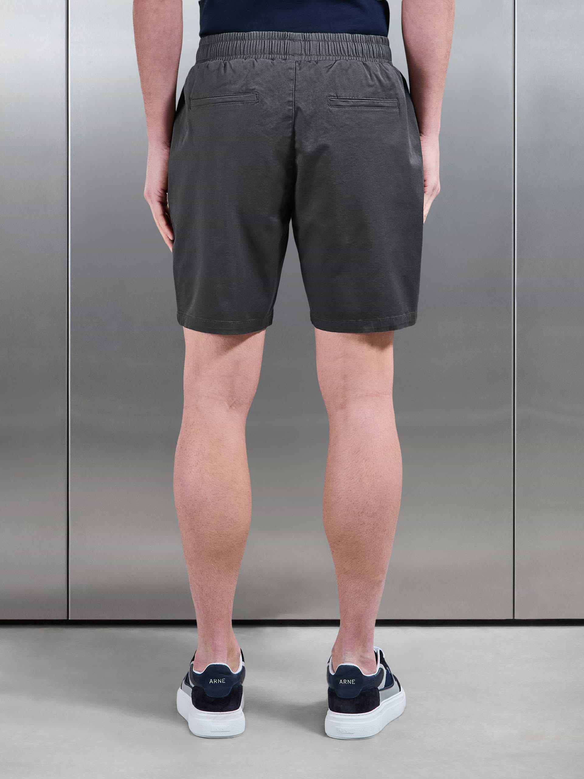 Tailored Chino Drawstring Short in Grey