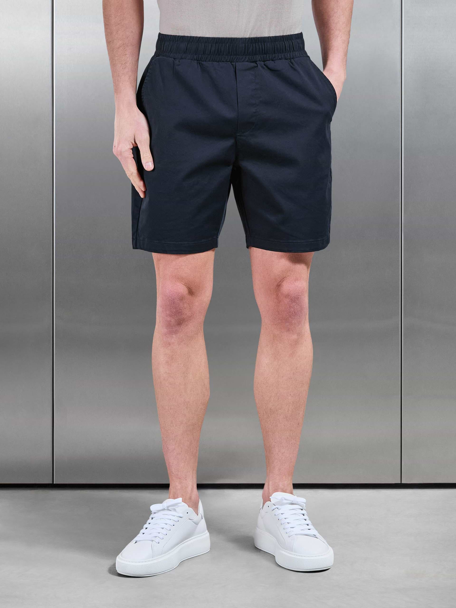 Tailored Chino Drawstring Short in Navy