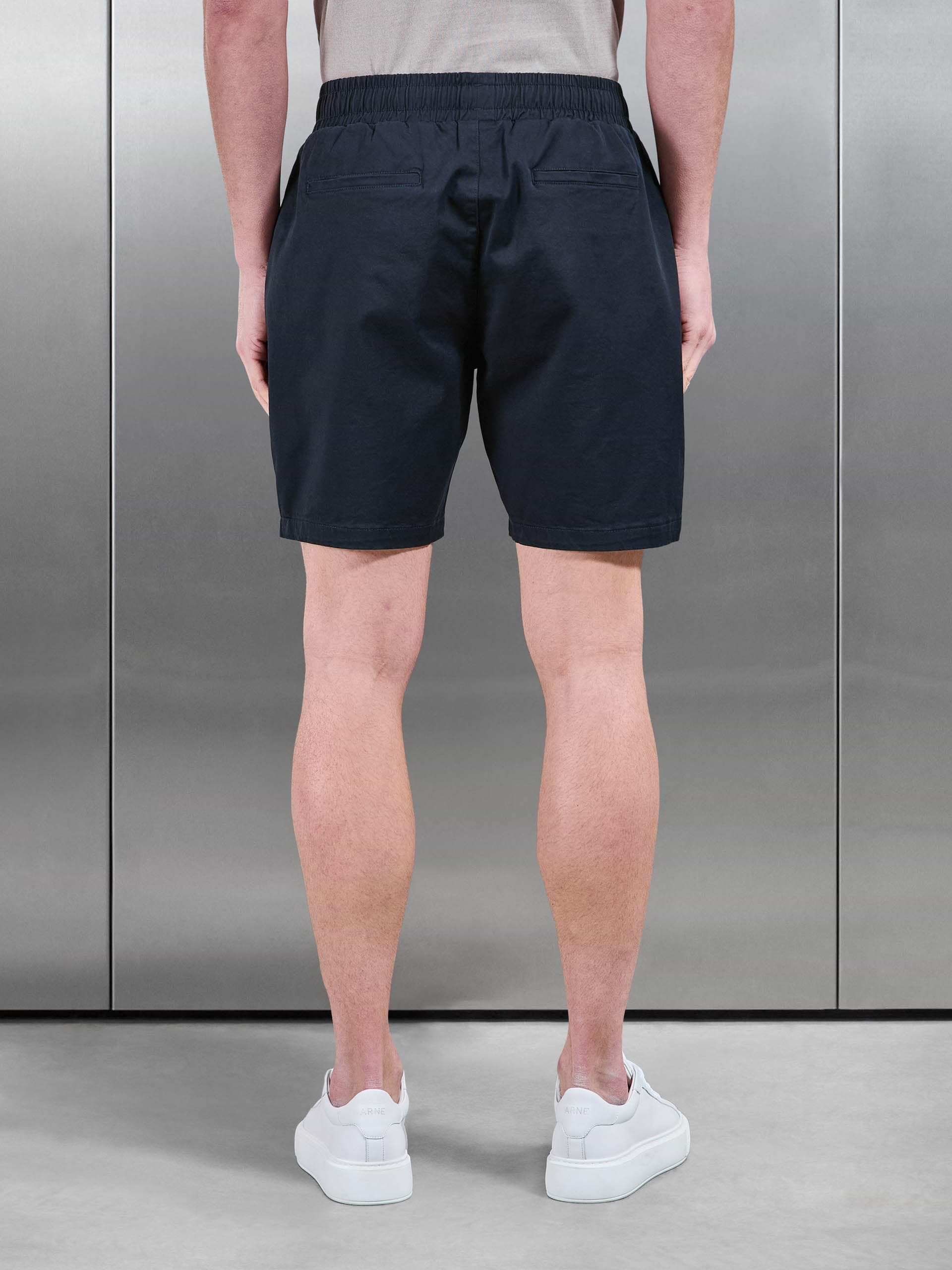 Tailored Chino Drawstring Short in Navy