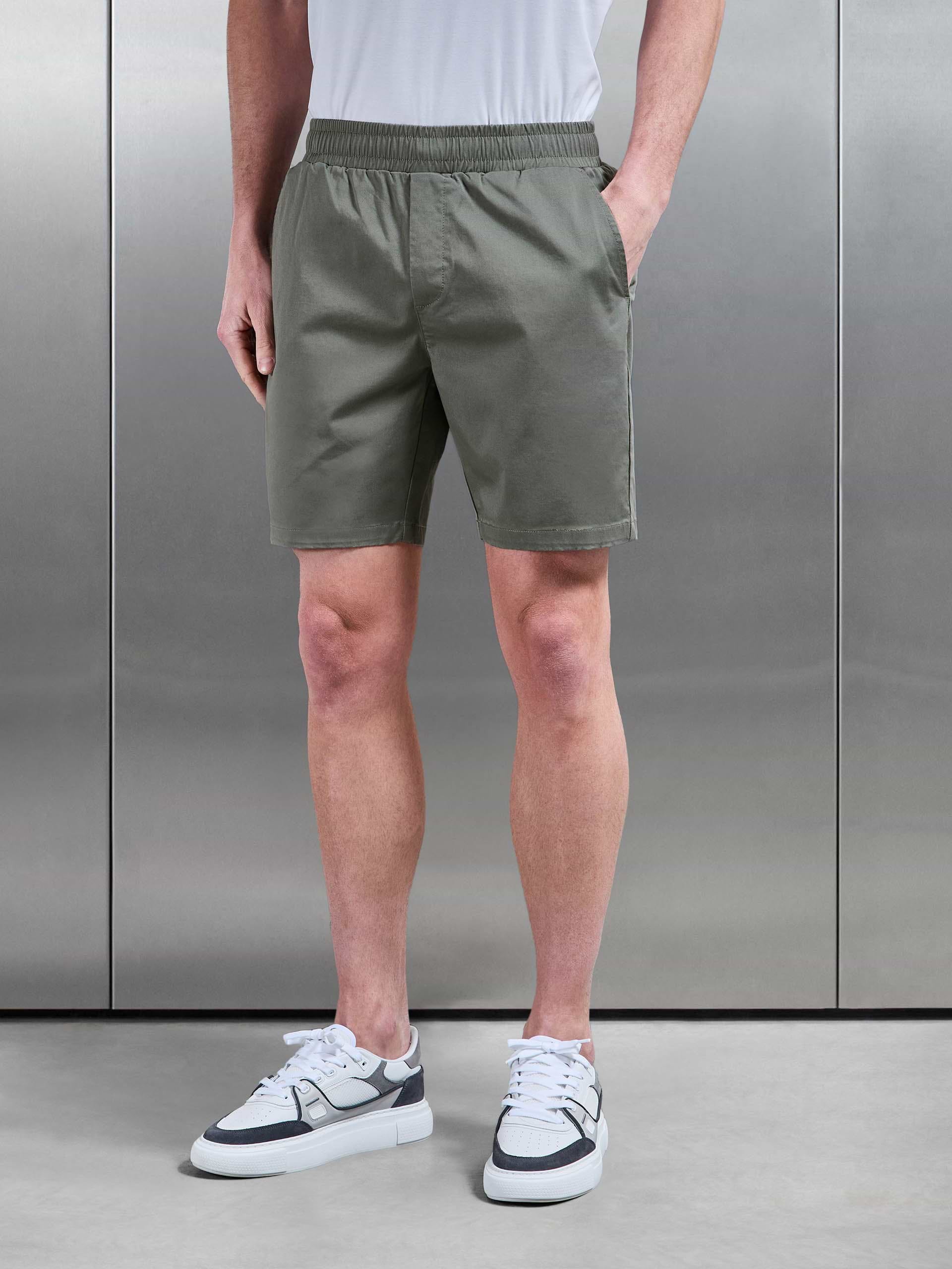 Tailored Chino Drawstring Short in Olive
