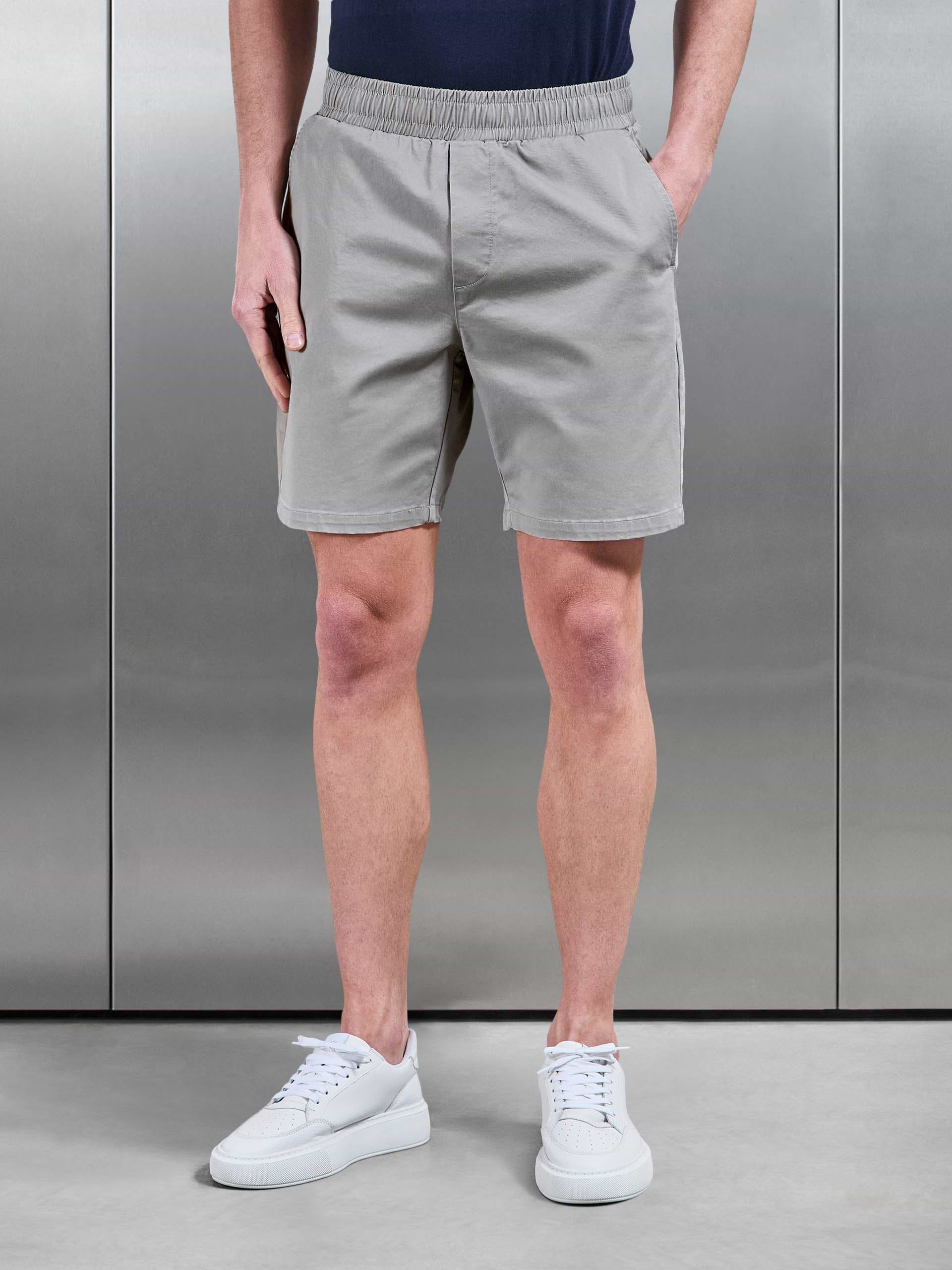Tailored Chino Drawstring Short in Stone