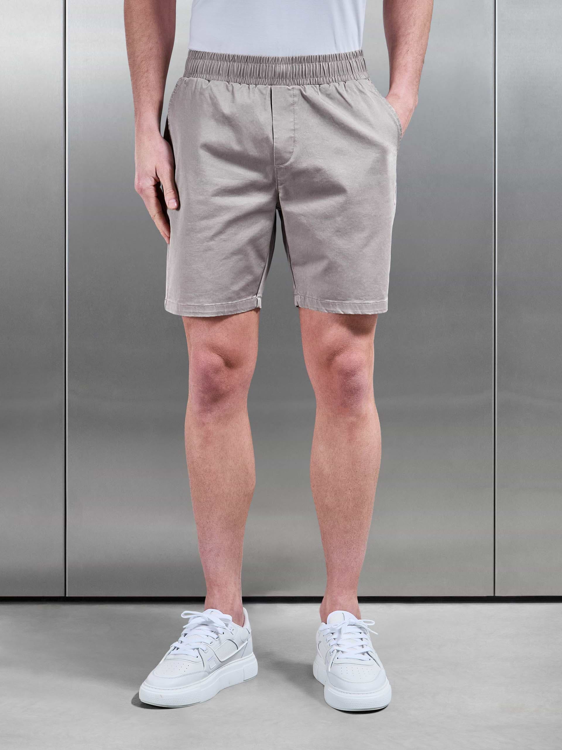 Tailored Chino Drawstring Short in Taupe