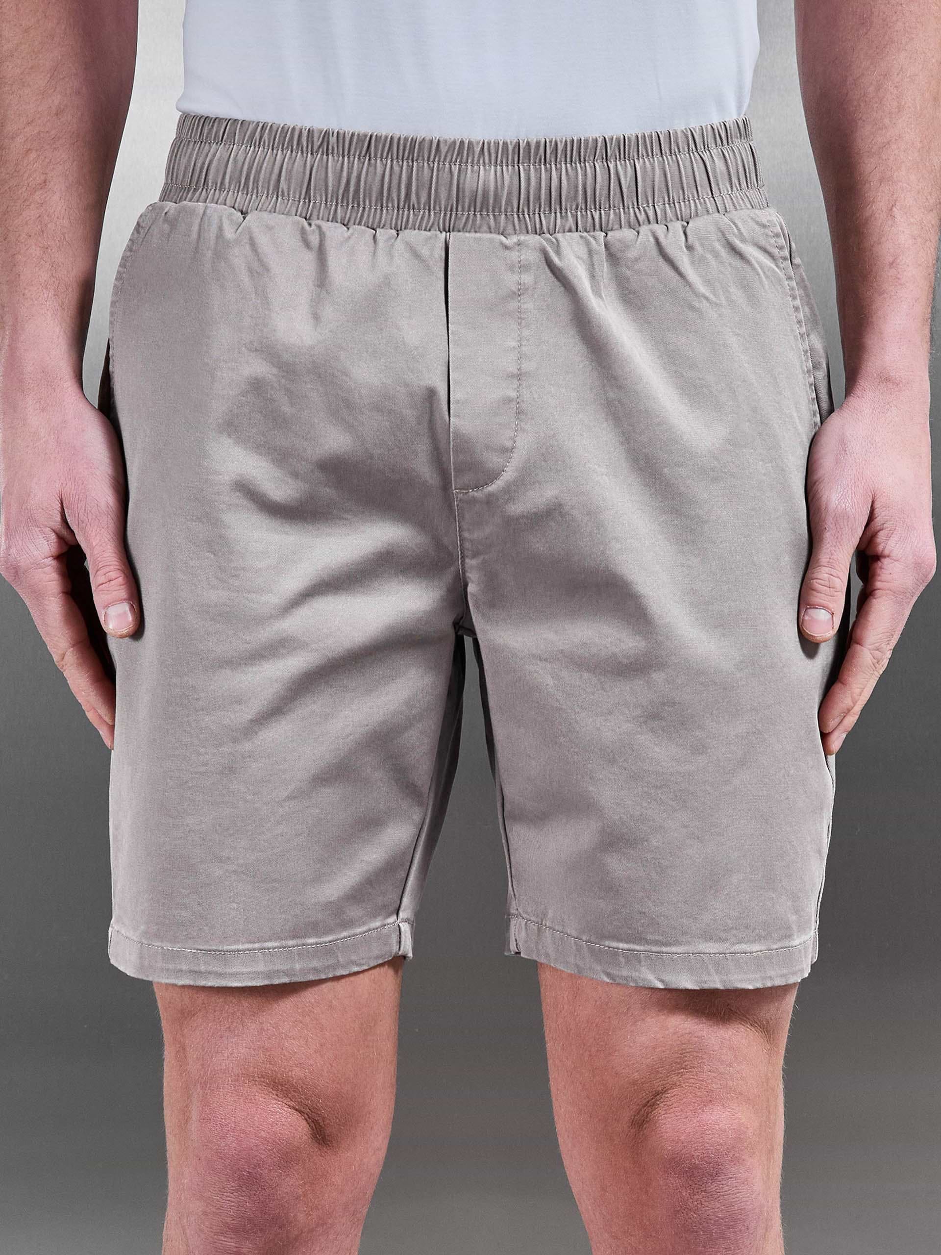 Tailored Chino Drawstring Short in Taupe