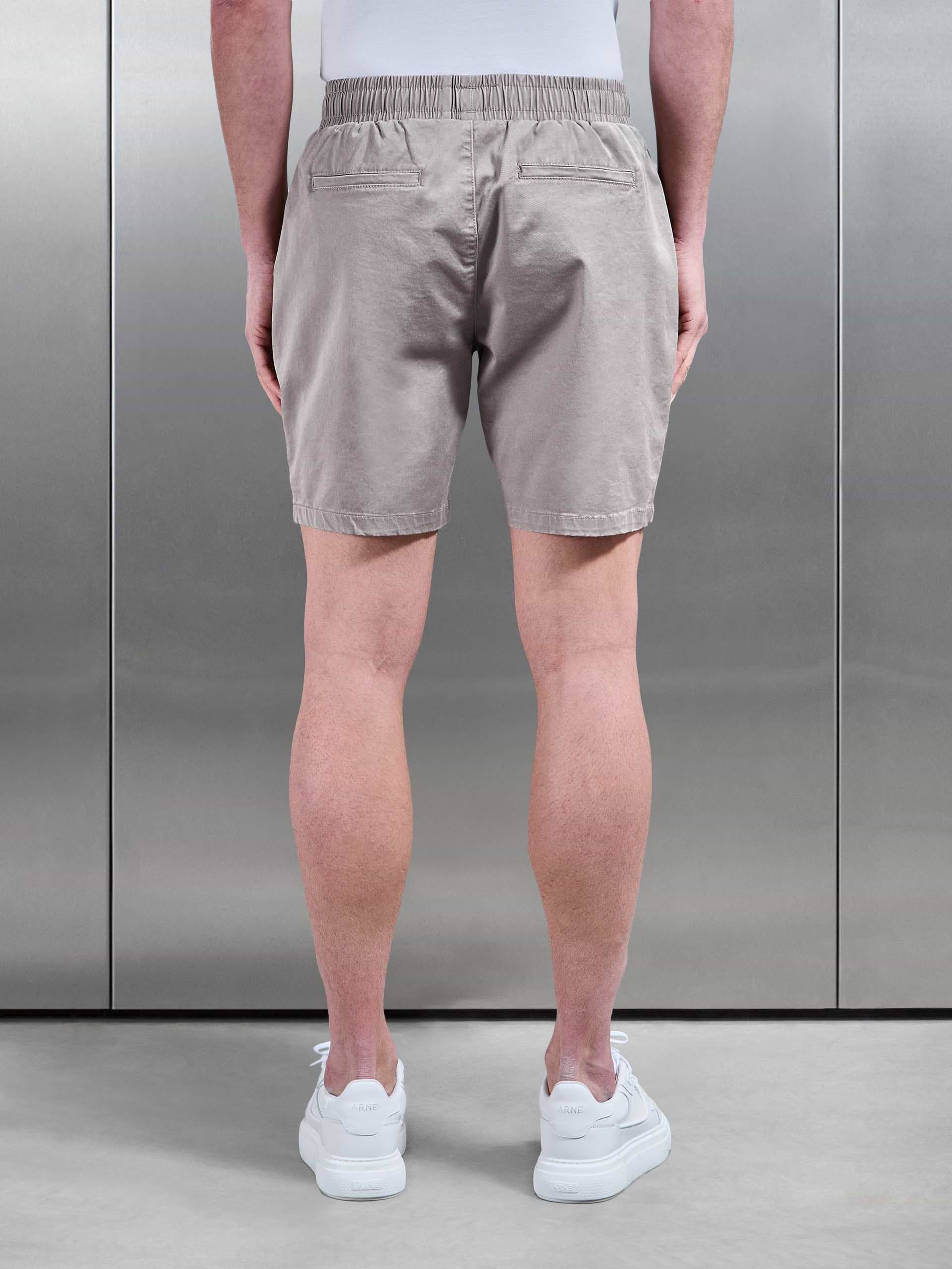 Tailored Chino Drawstring Short in Taupe