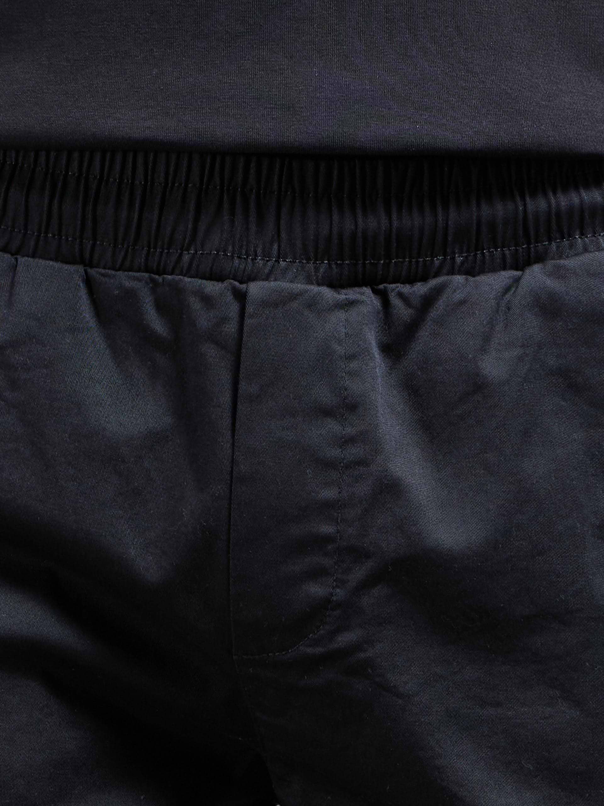 Cotton Drawstring Cargo Short in Black