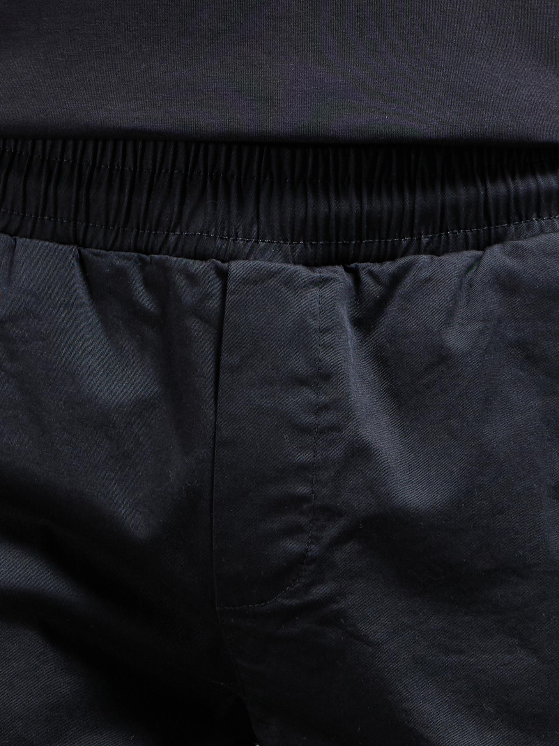 Cotton Drawstring Cargo Short in Black