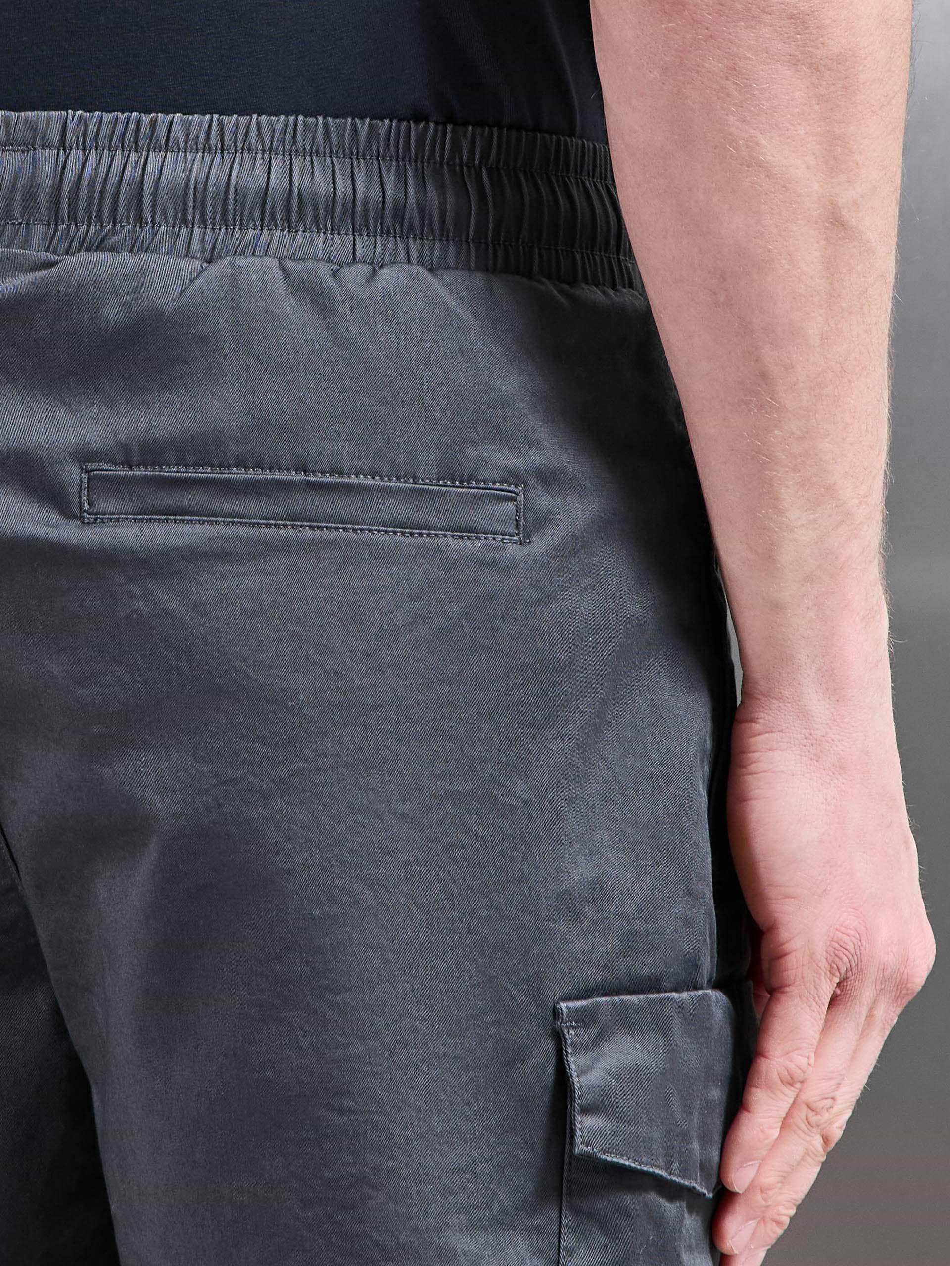 Tailored Drawstring Cargo Short in Grey