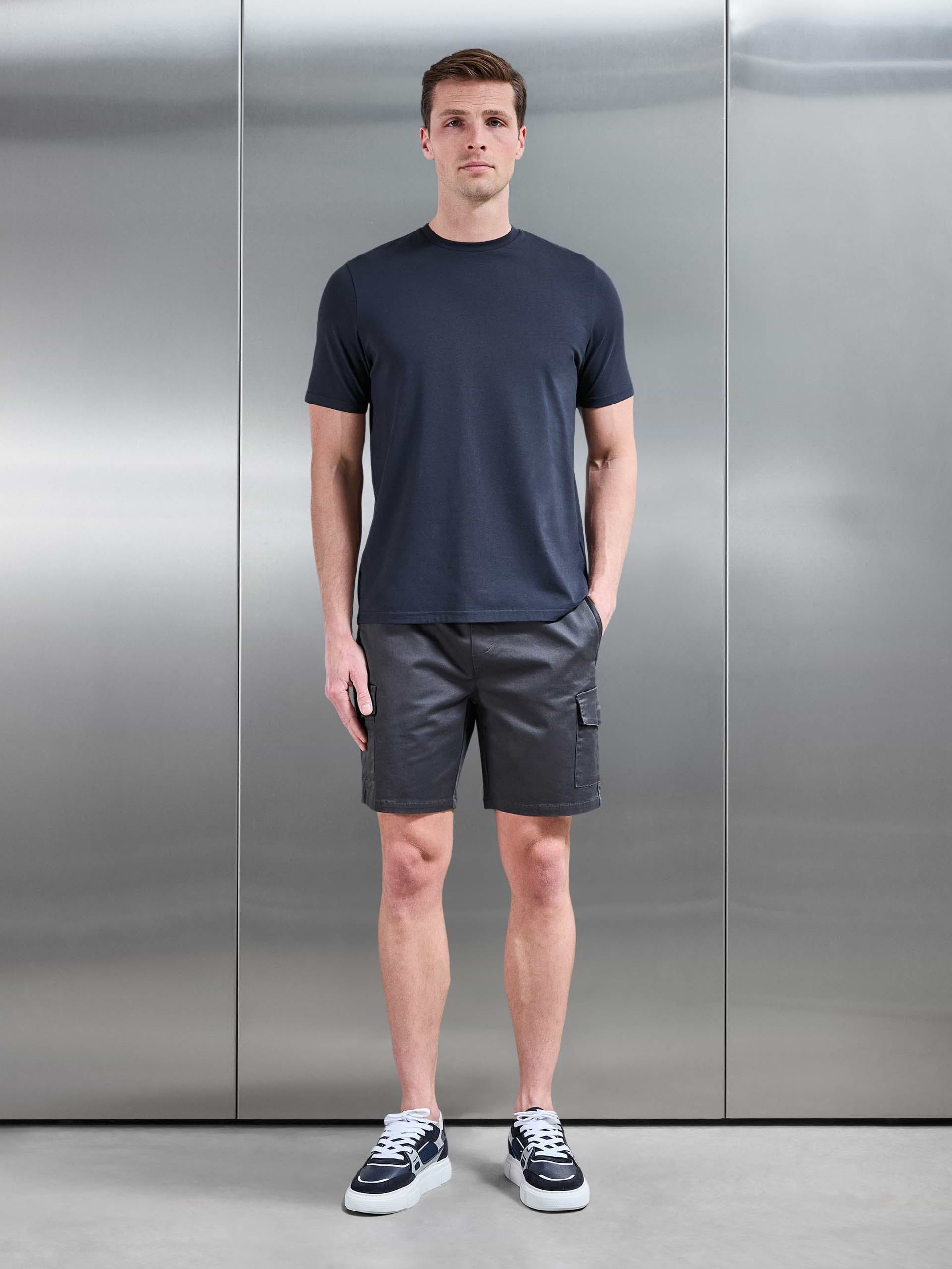 Tailored Drawstring Cargo Short in Grey