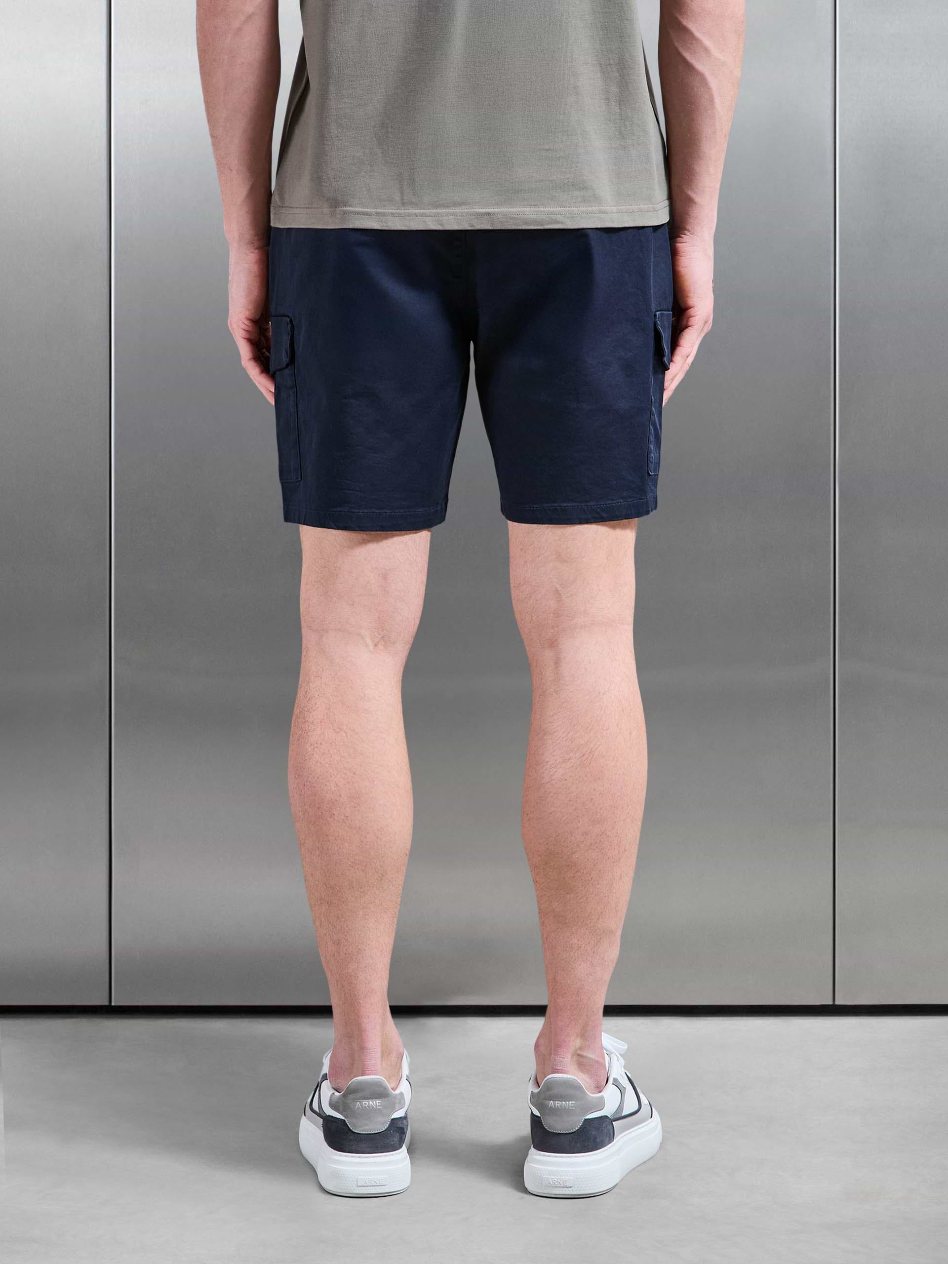 Tailored Drawstring Cargo Short in Navy