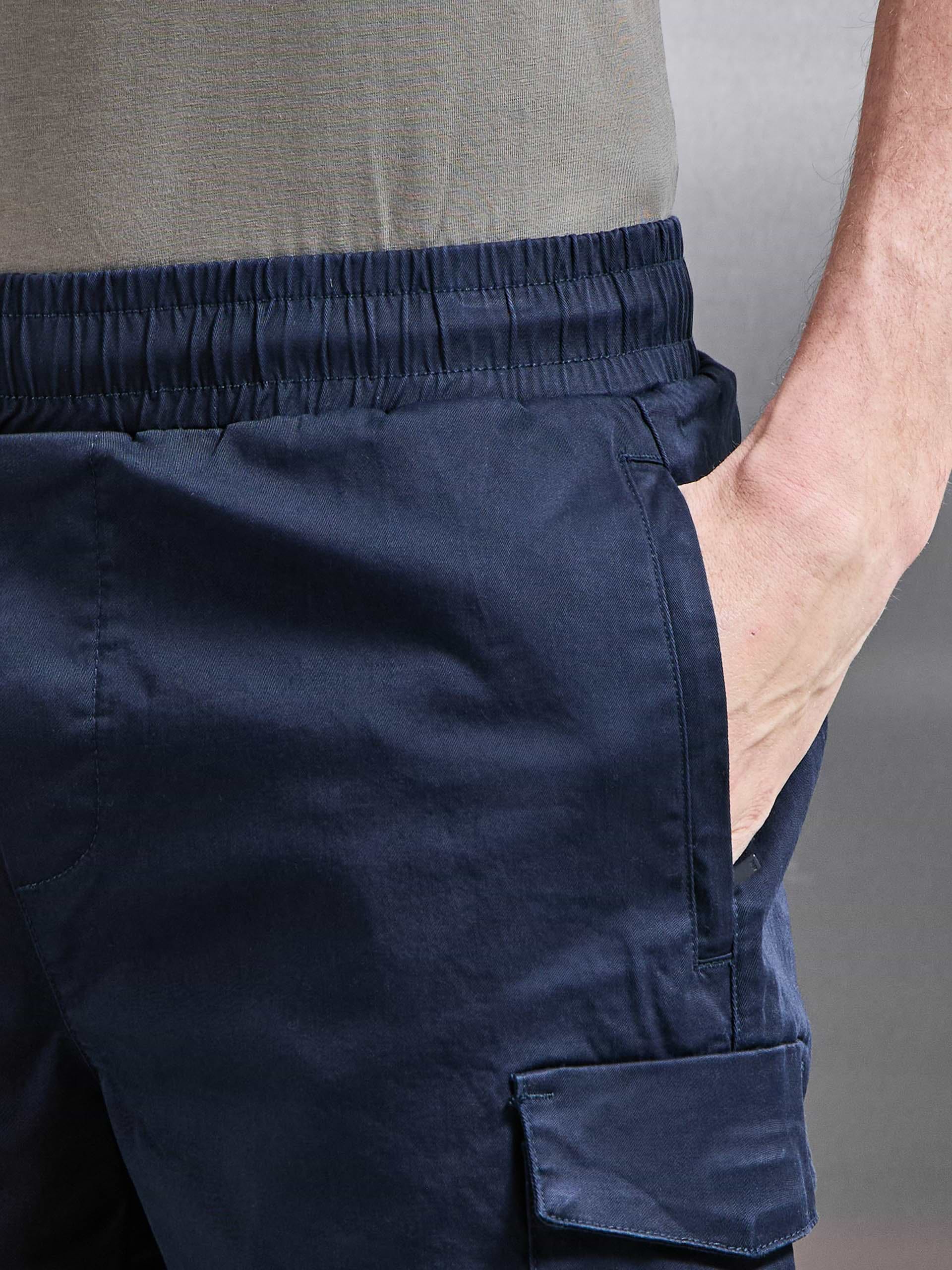 Tailored Drawstring Cargo Short in Navy