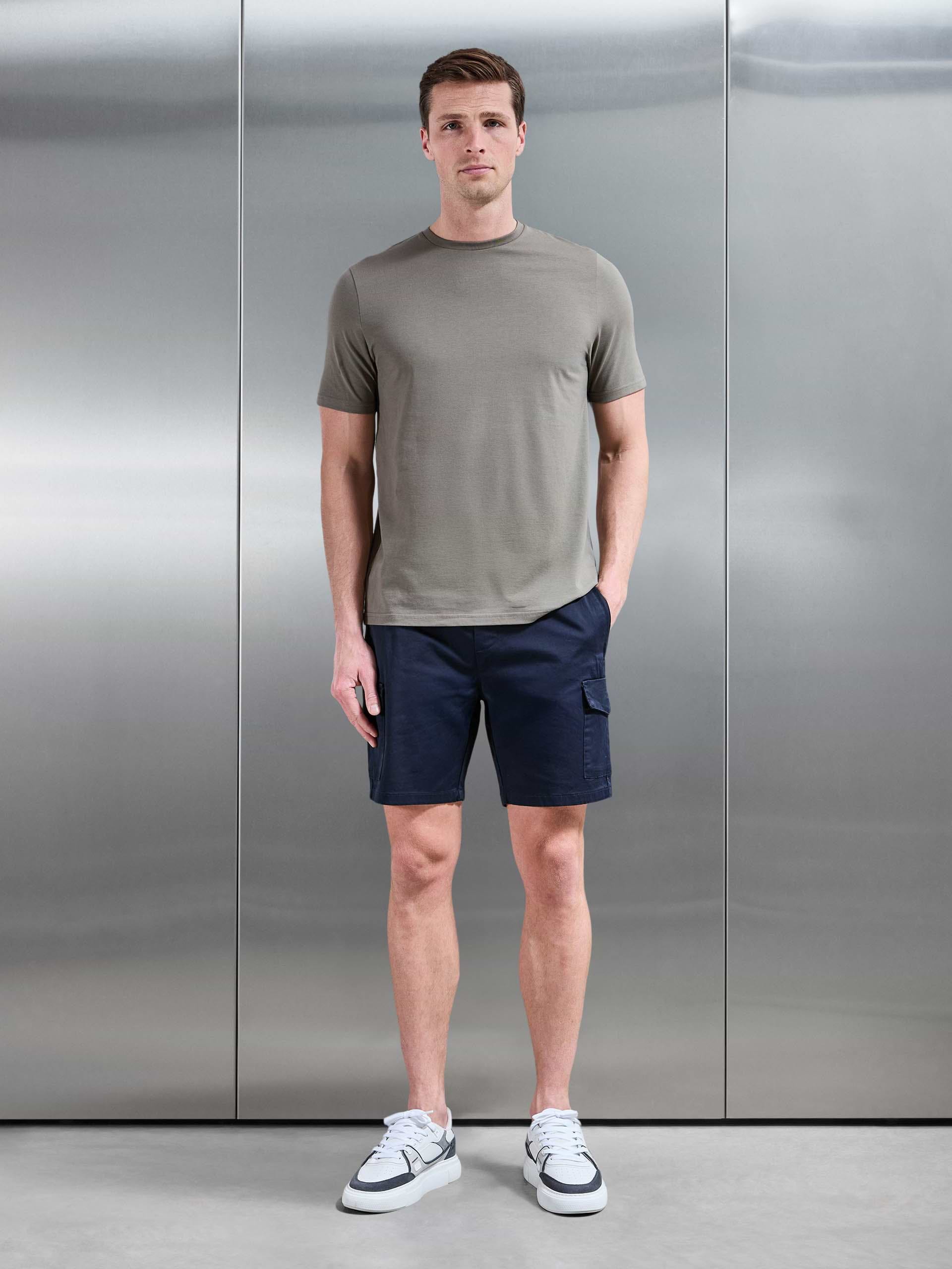 Tailored Drawstring Cargo Short in Navy