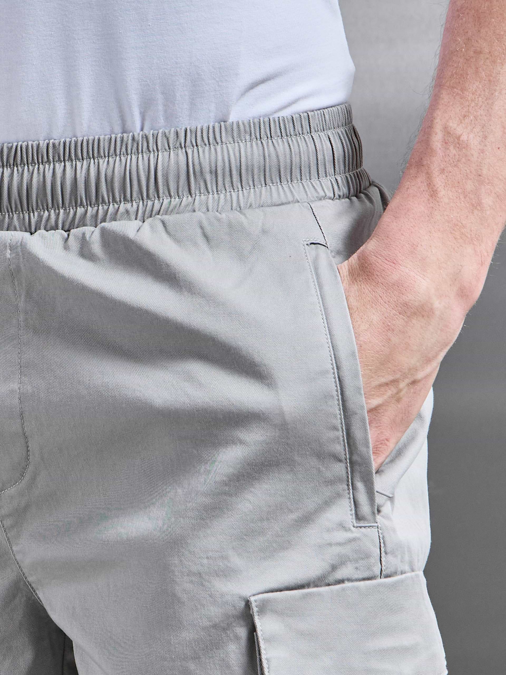 Tailored Drawstring Cargo Short in Stone