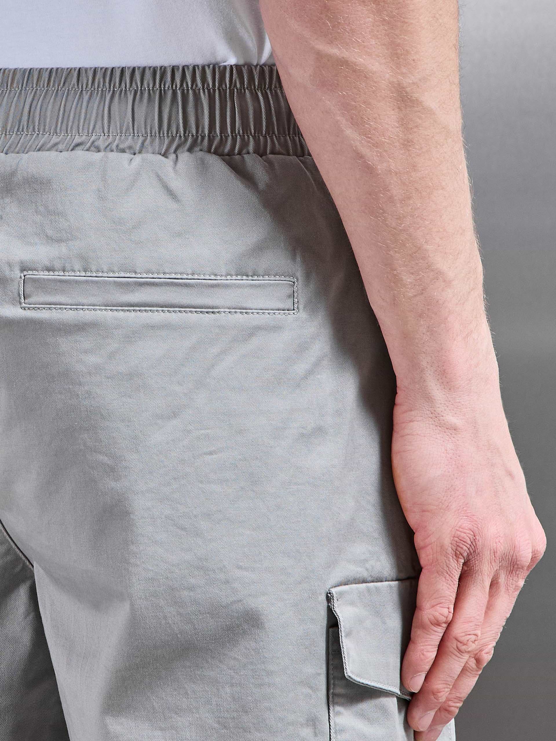 Tailored Drawstring Cargo Short in Stone