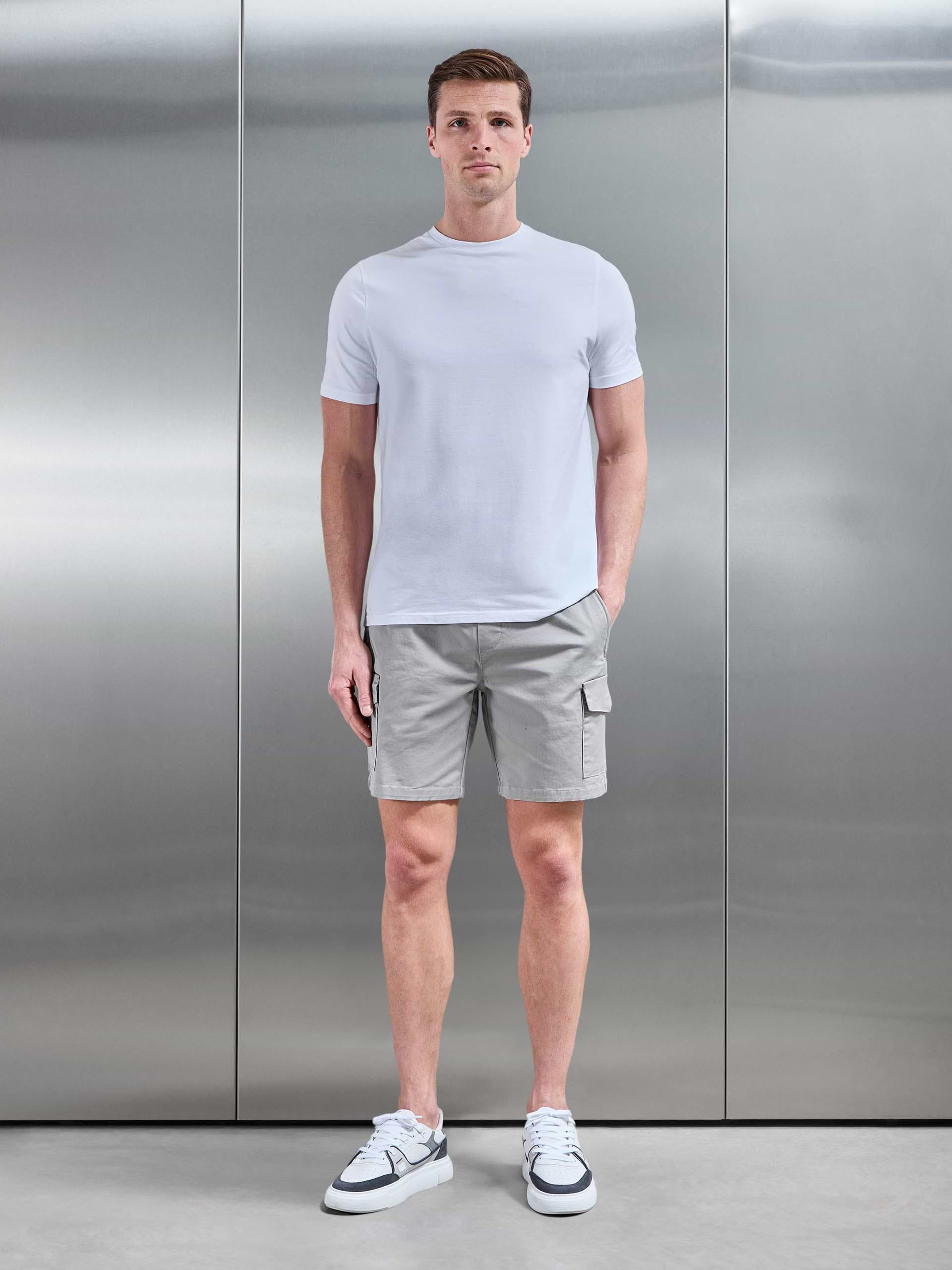 Tailored Drawstring Cargo Short in Stone
