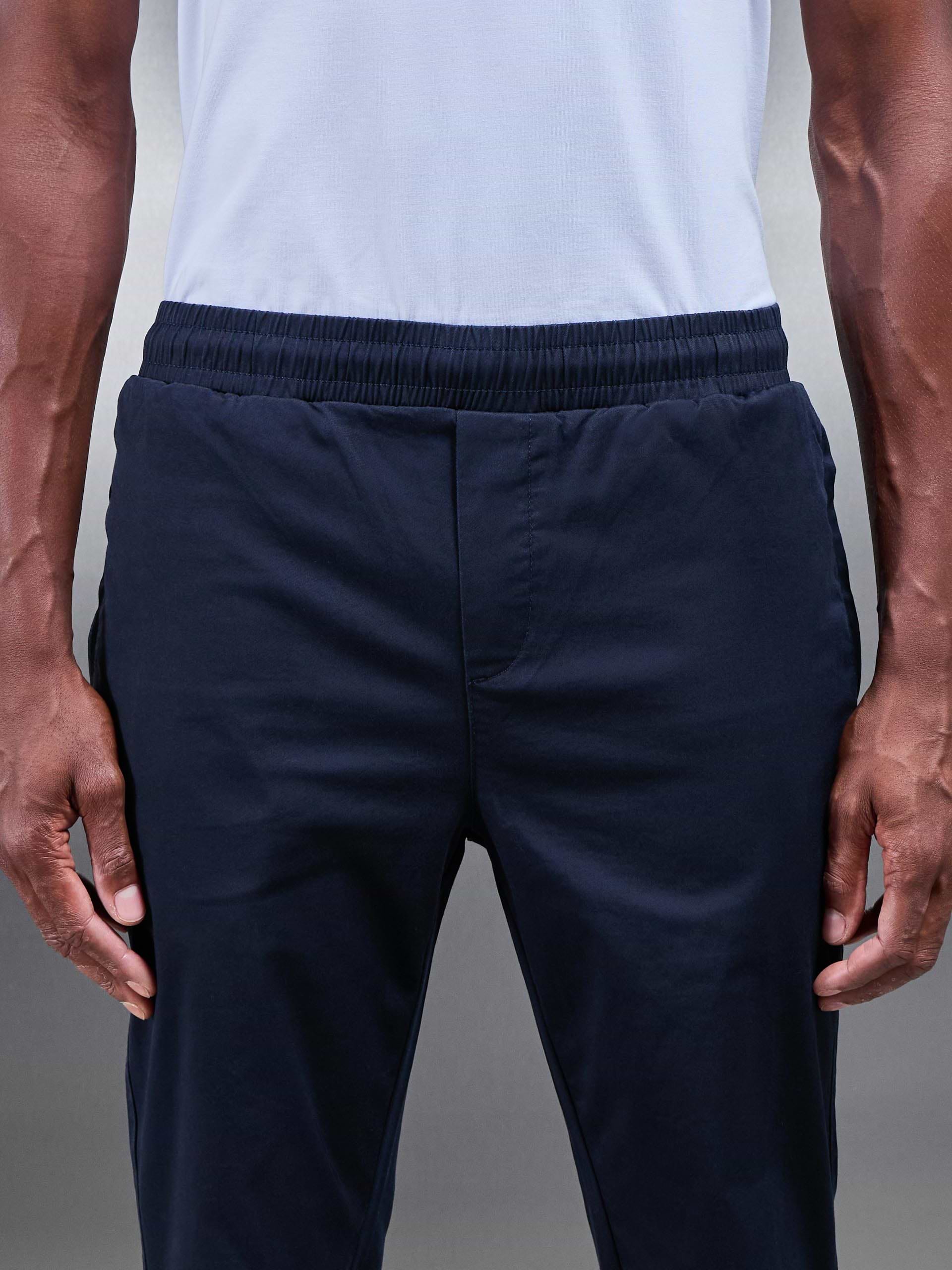 Tailored Drawstring Chino Trouser in Navy
